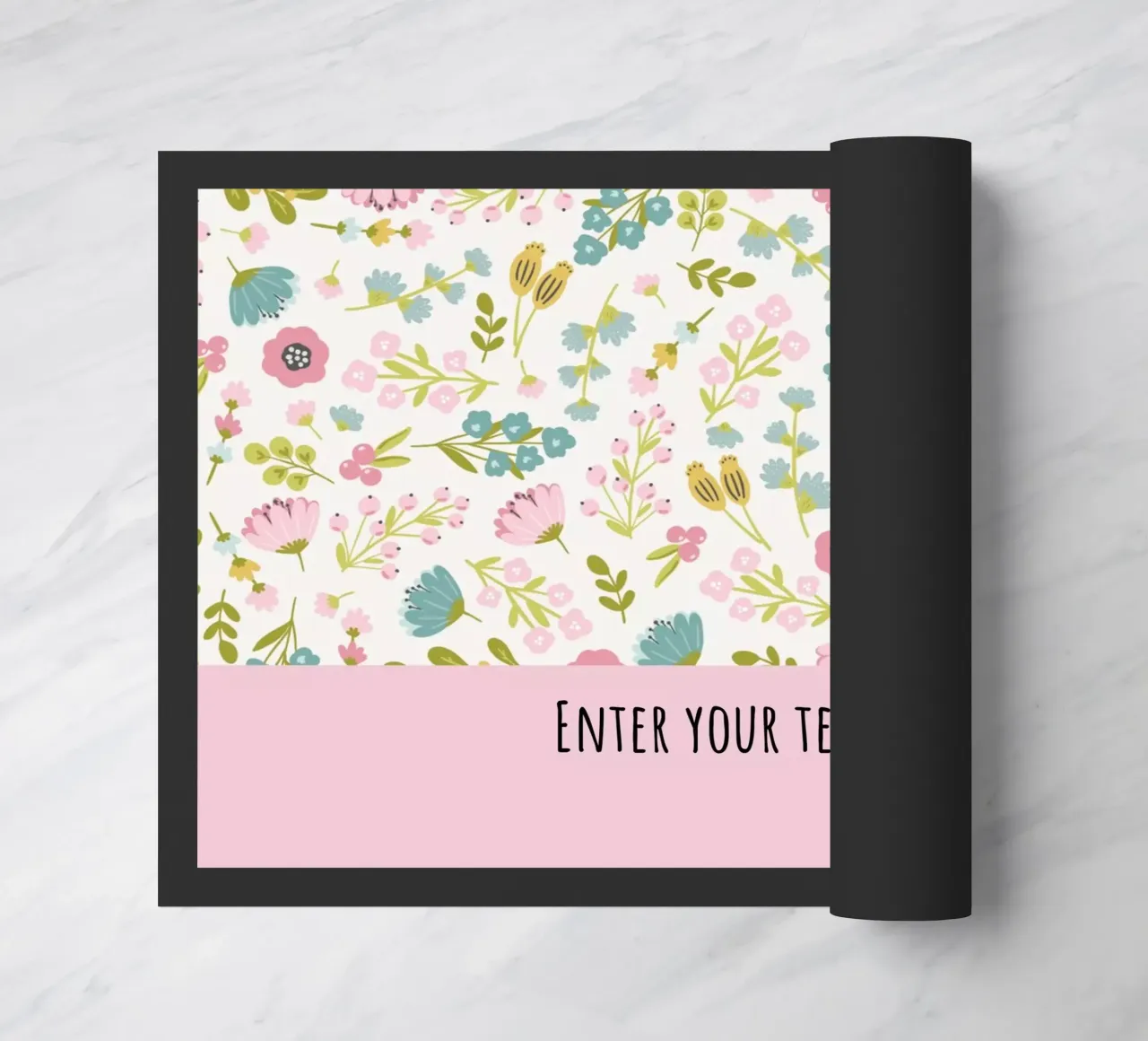 Floral patterns with Custom text doormat by DesignArt