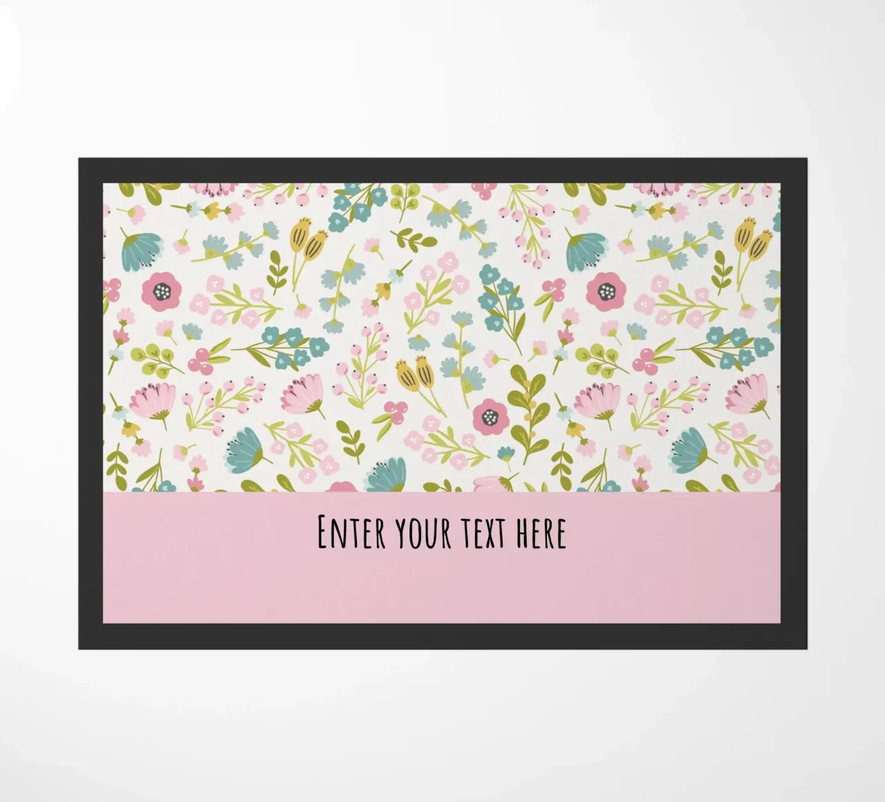 Floral patterns with Custom text doormat by DesignArt