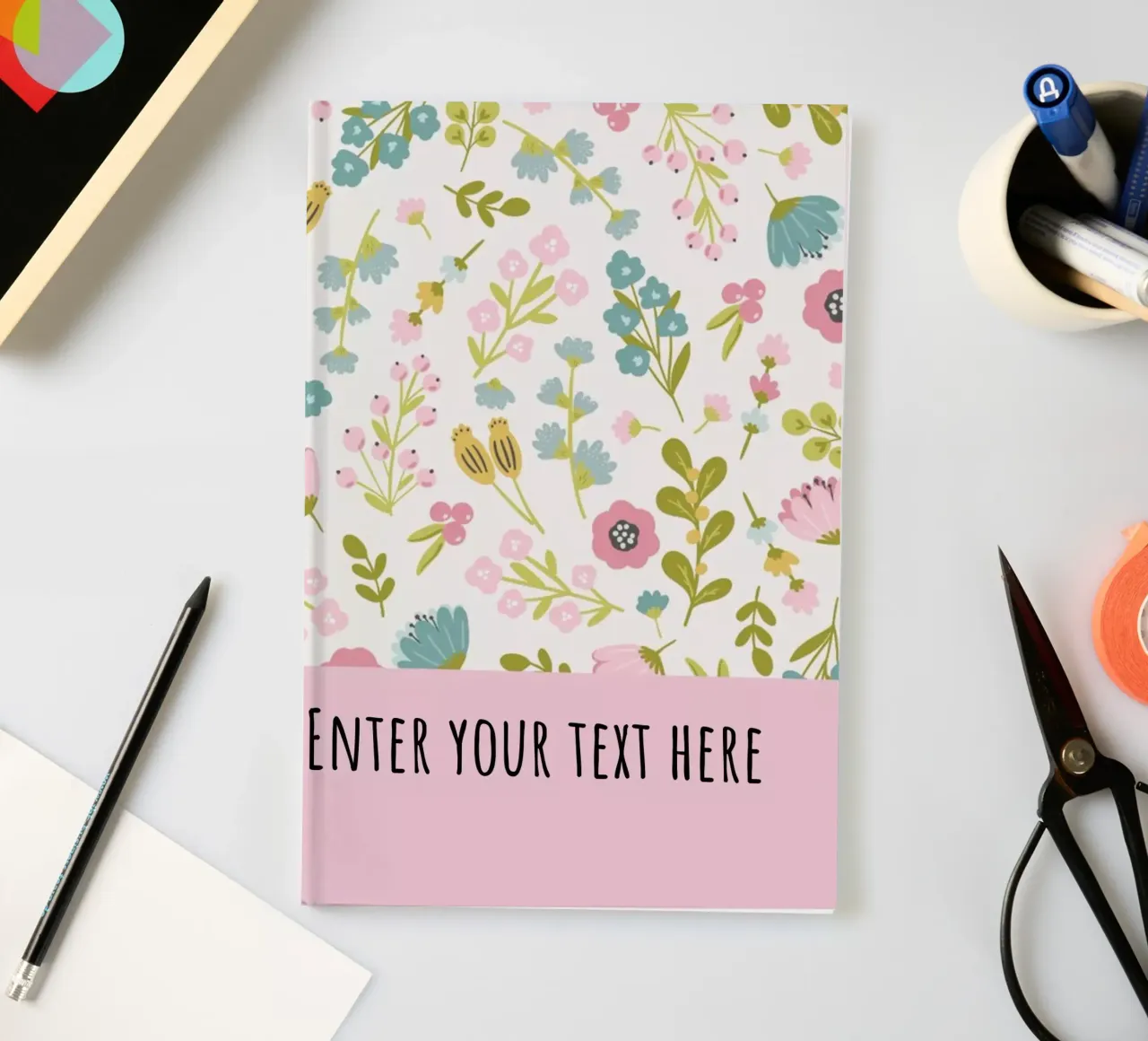 Floral patterns with Custom text notebook by DesignArt