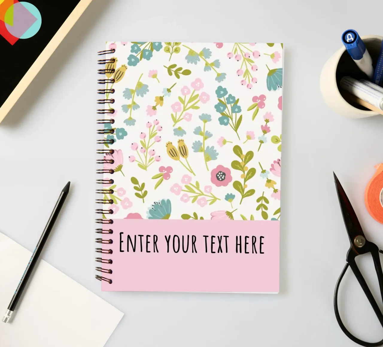 Floral patterns with Custom text spiral notebook by DesignArt