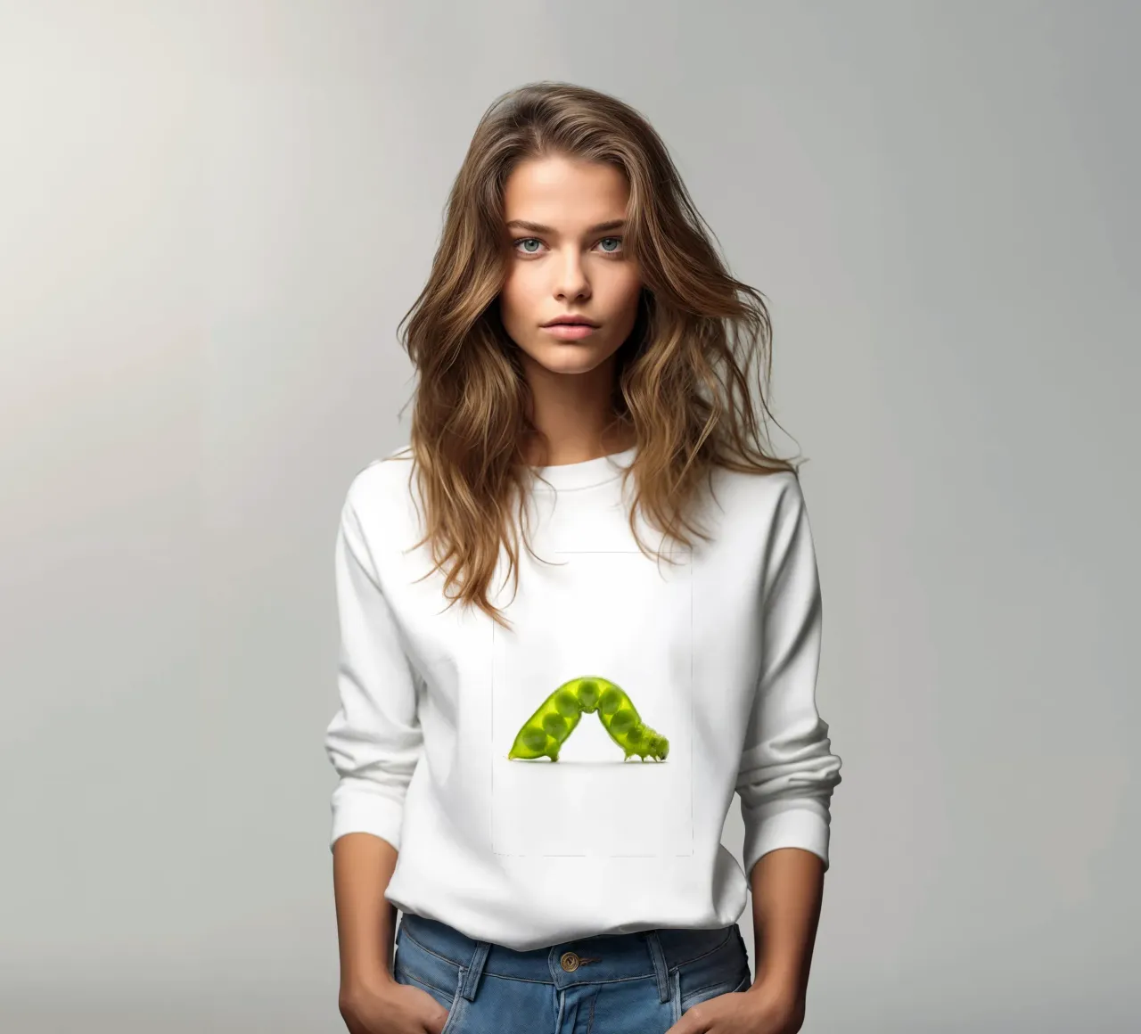 Bruco di baccelli di piselli - Illustrazione artistica di cibo fresco e verde felpa da Tasty Critter Creations