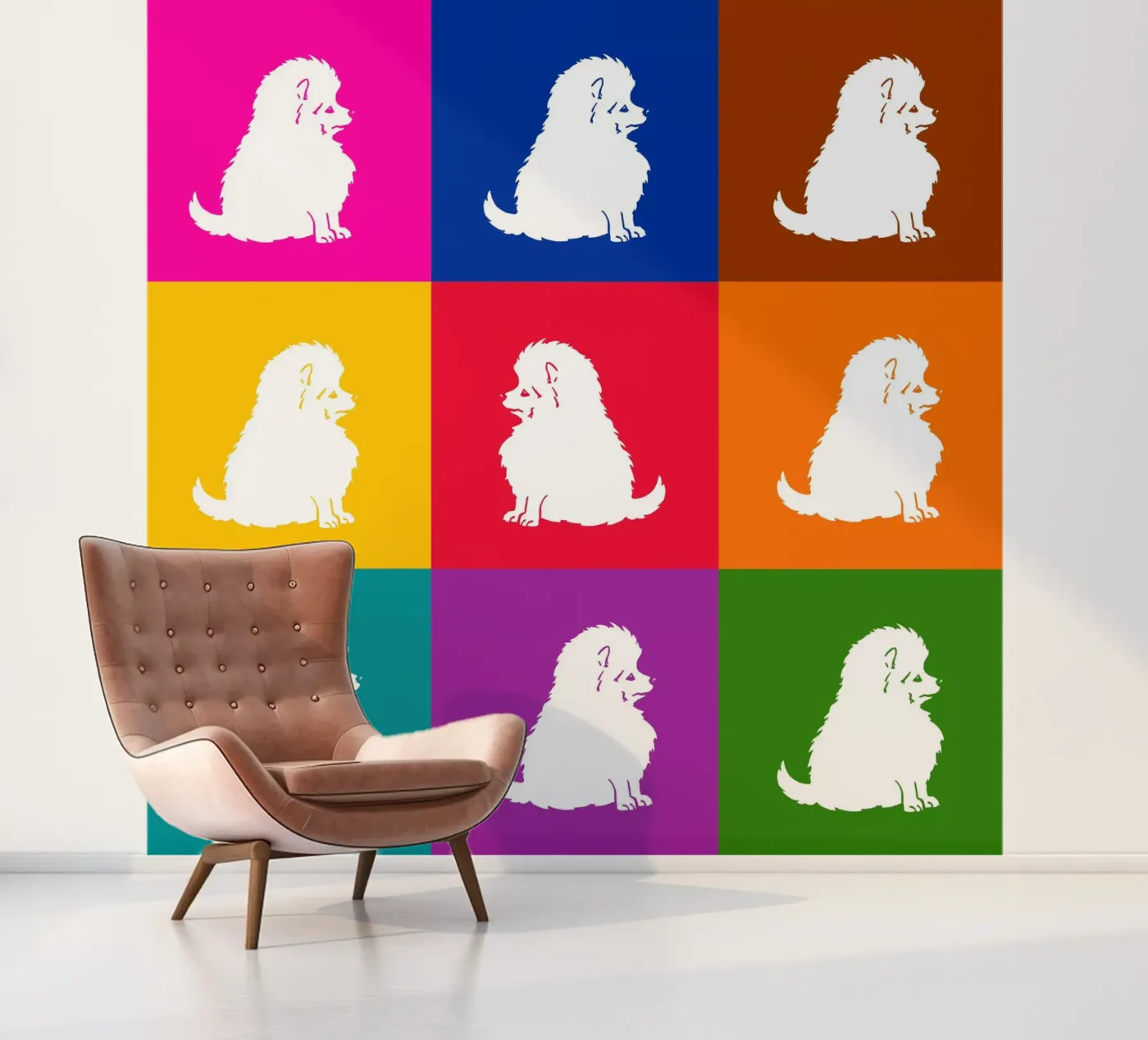 Kleine keeshond fotobehang van Pop dogs
