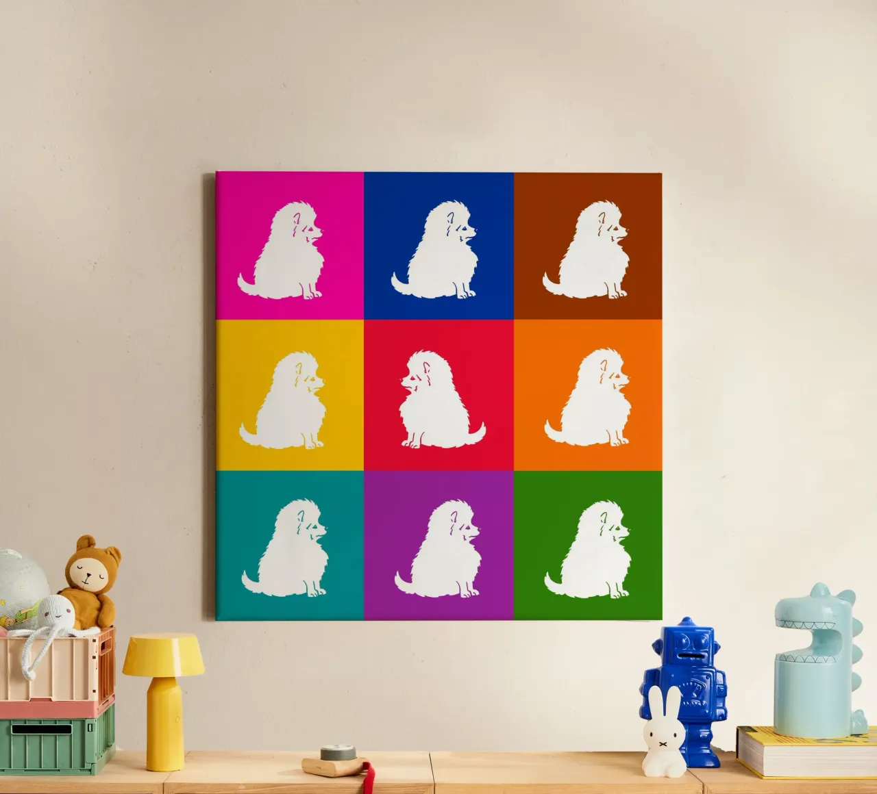 Kleine keeshond canvas met Baklijst van Pop dogs