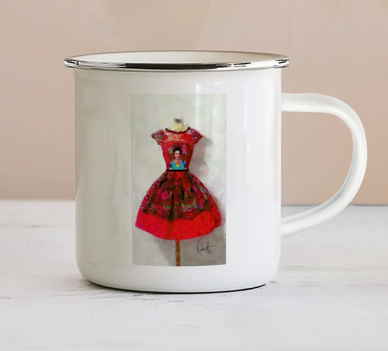 O'h So Frida tazza in smalto da Xchange Art Studio