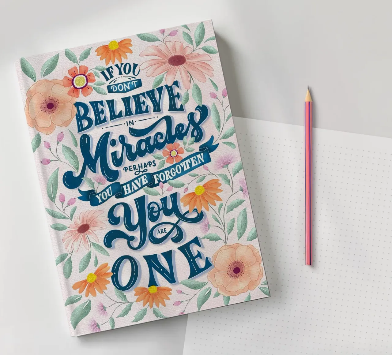Positive affirmation. Believe in yourself. Motto. notebook by CalliLetters