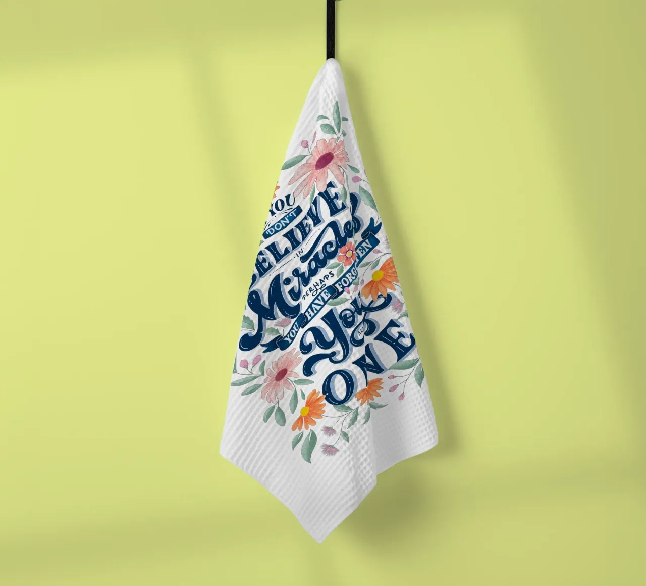 Afirmación positiva. Cree en ti mismo. Lema. paño de cocina de CalliLetters