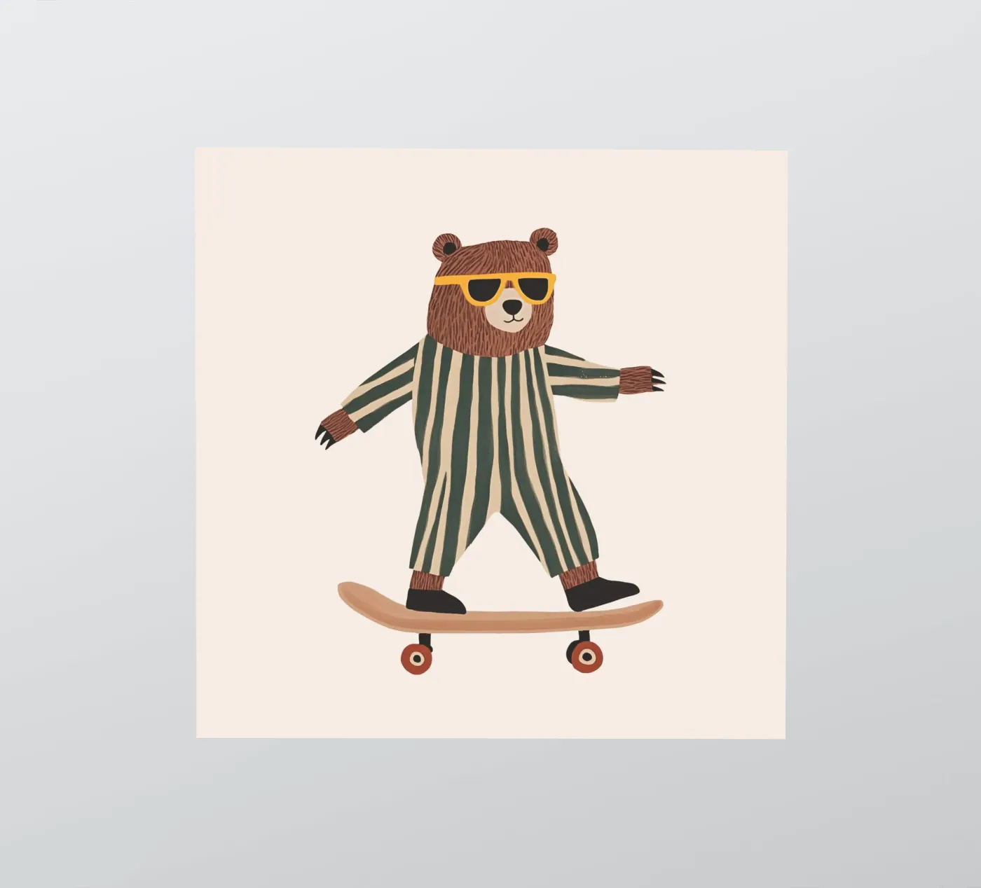 Orso che fa skateboard, arte da parete per la cameretta, regalo per la stanza dei bambini adesivo da Little Lola