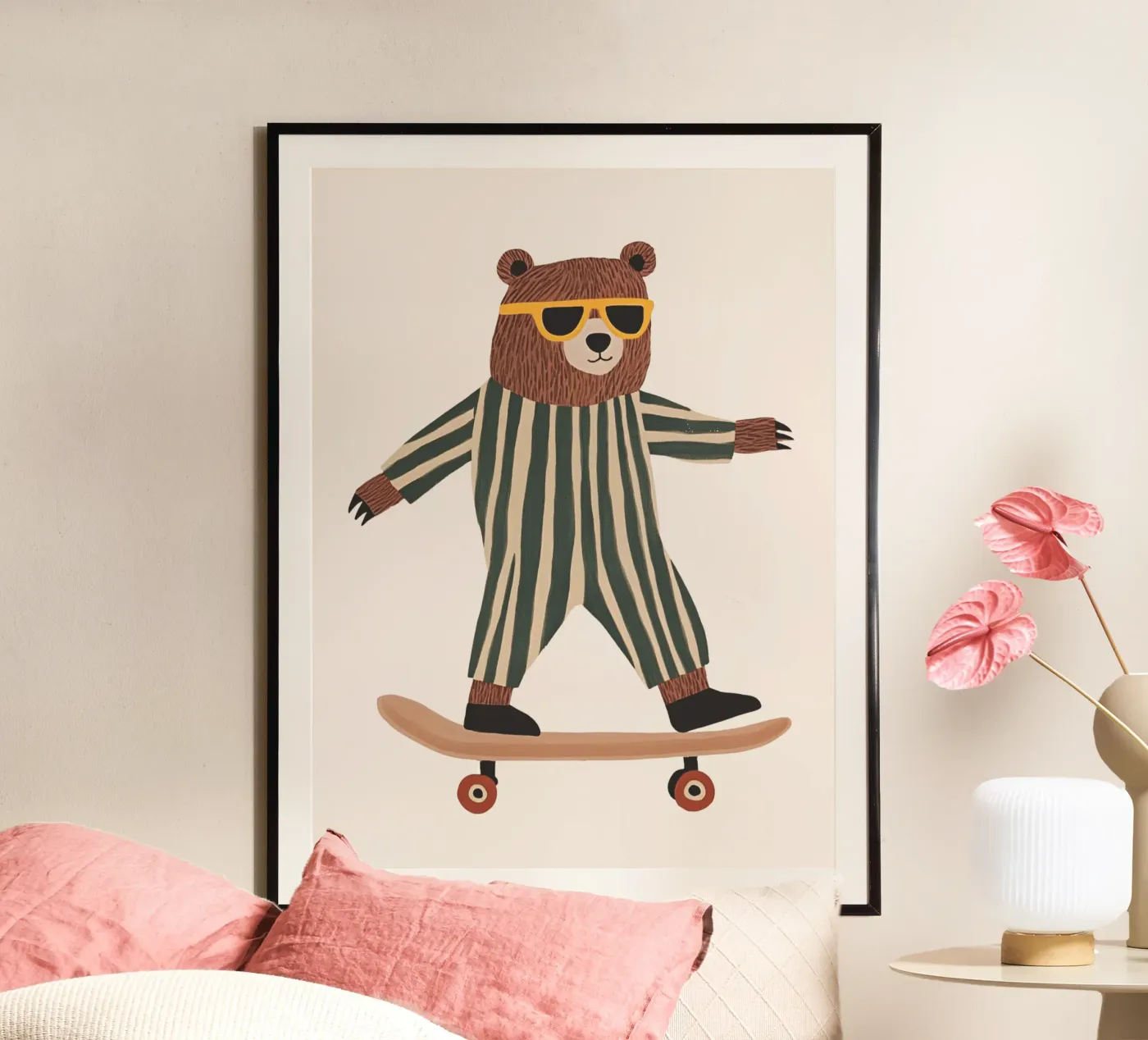 Bear Skateboarding Poster von Little Lola