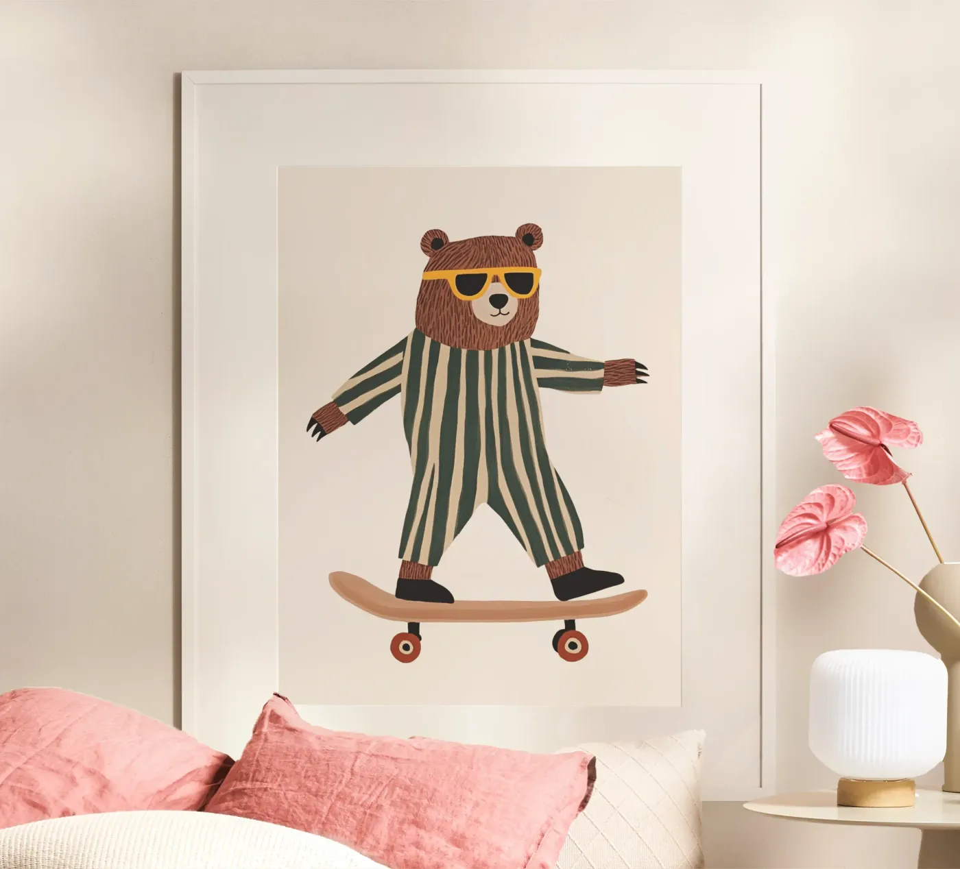 Bear Skateboarding Poster von Little Lola