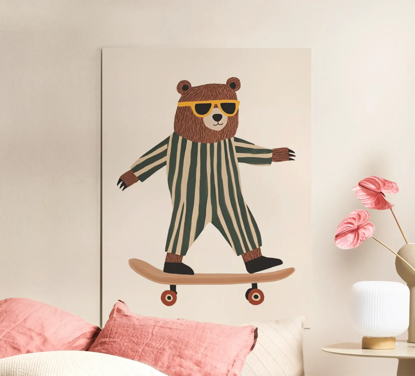 Bear Skateboarding Poster von Little Lola