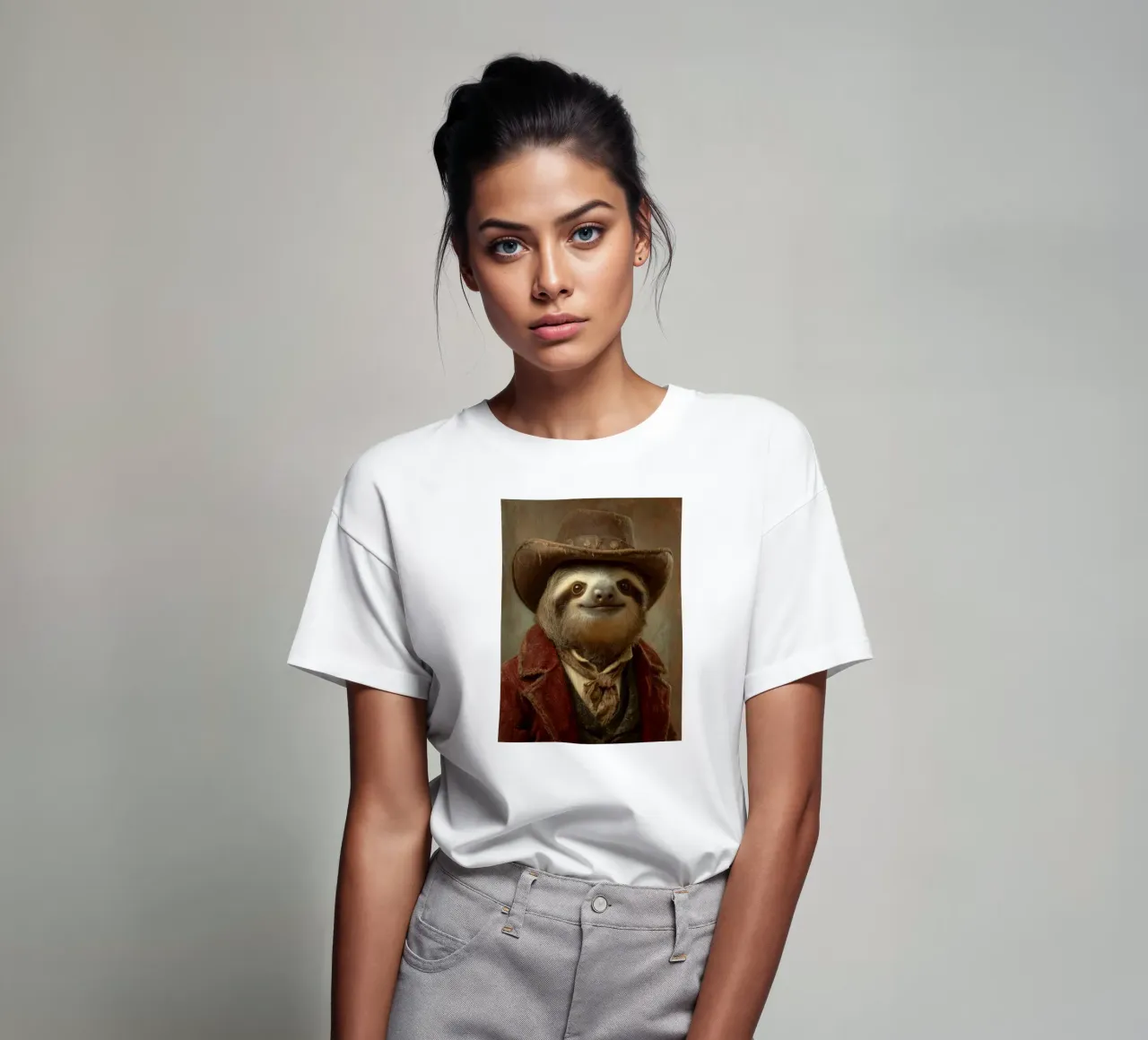 Faultier cowboy, retro Gemälde t-shirt da SlothStella