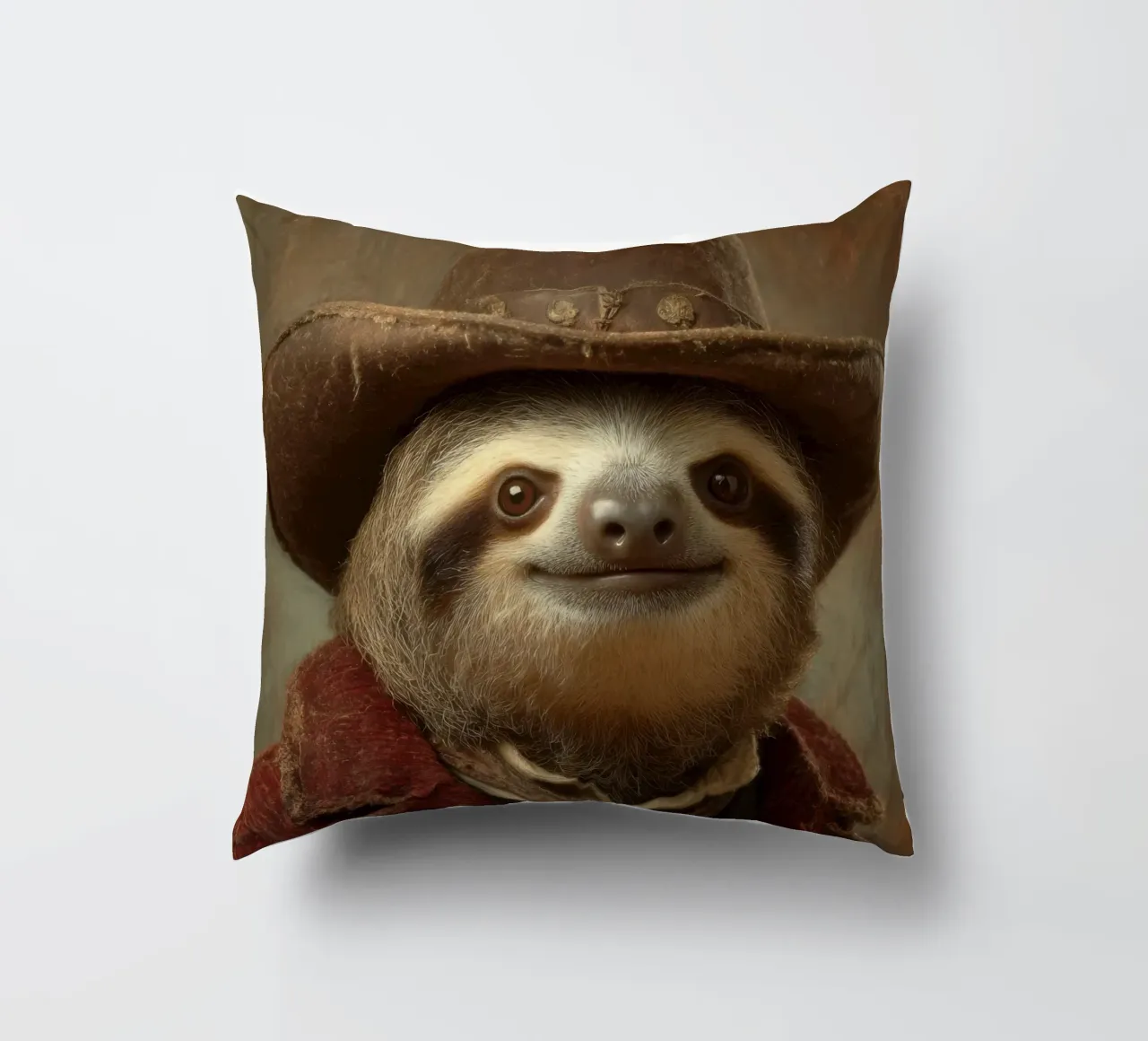 Faultier cowboy, retro Gemälde cuscino da SlothStella