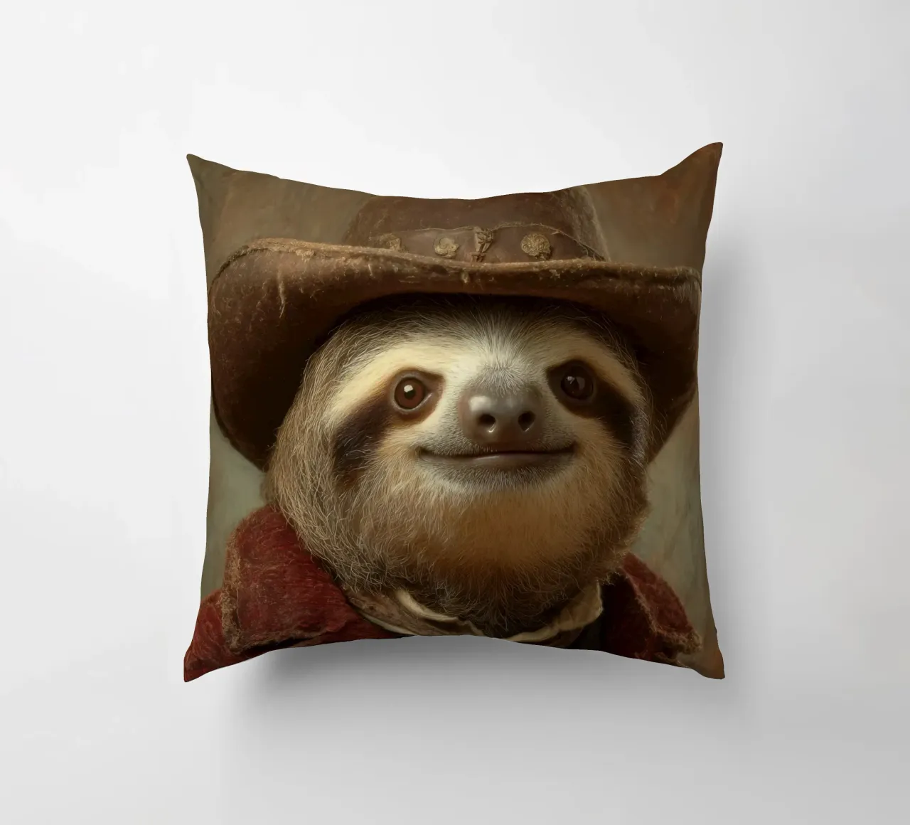 Faultier cowboy, retro Gemälde cuscino da SlothStella
