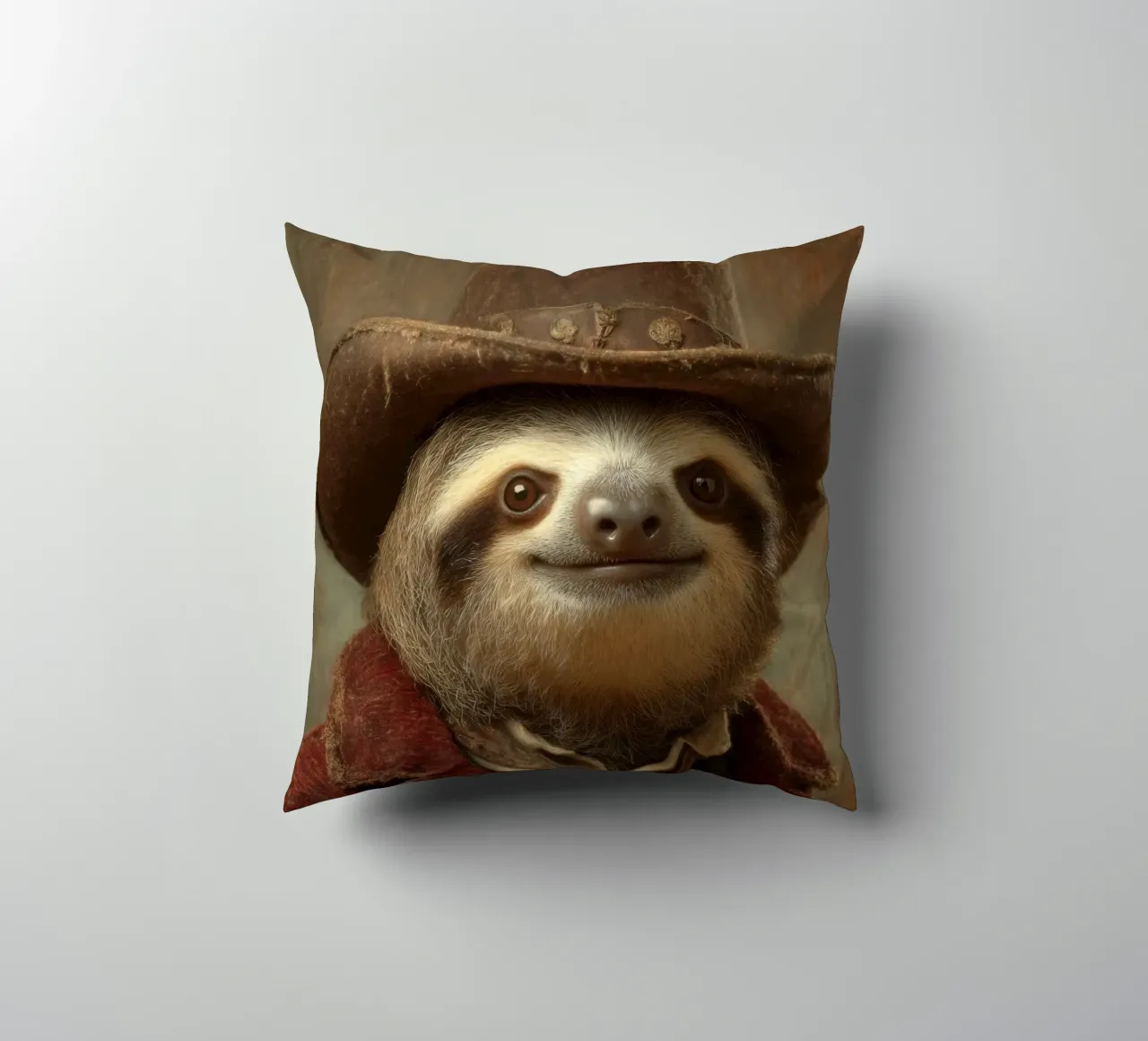 Faultier cowboy, retro Gemälde cuscino da SlothStella