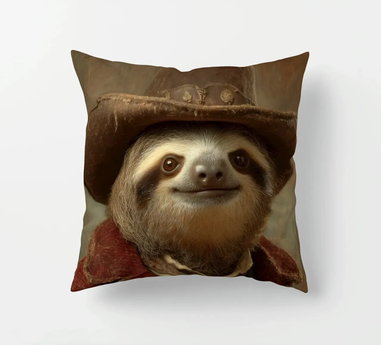 Faultier cowboy, retro Gemälde cuscino da SlothStella