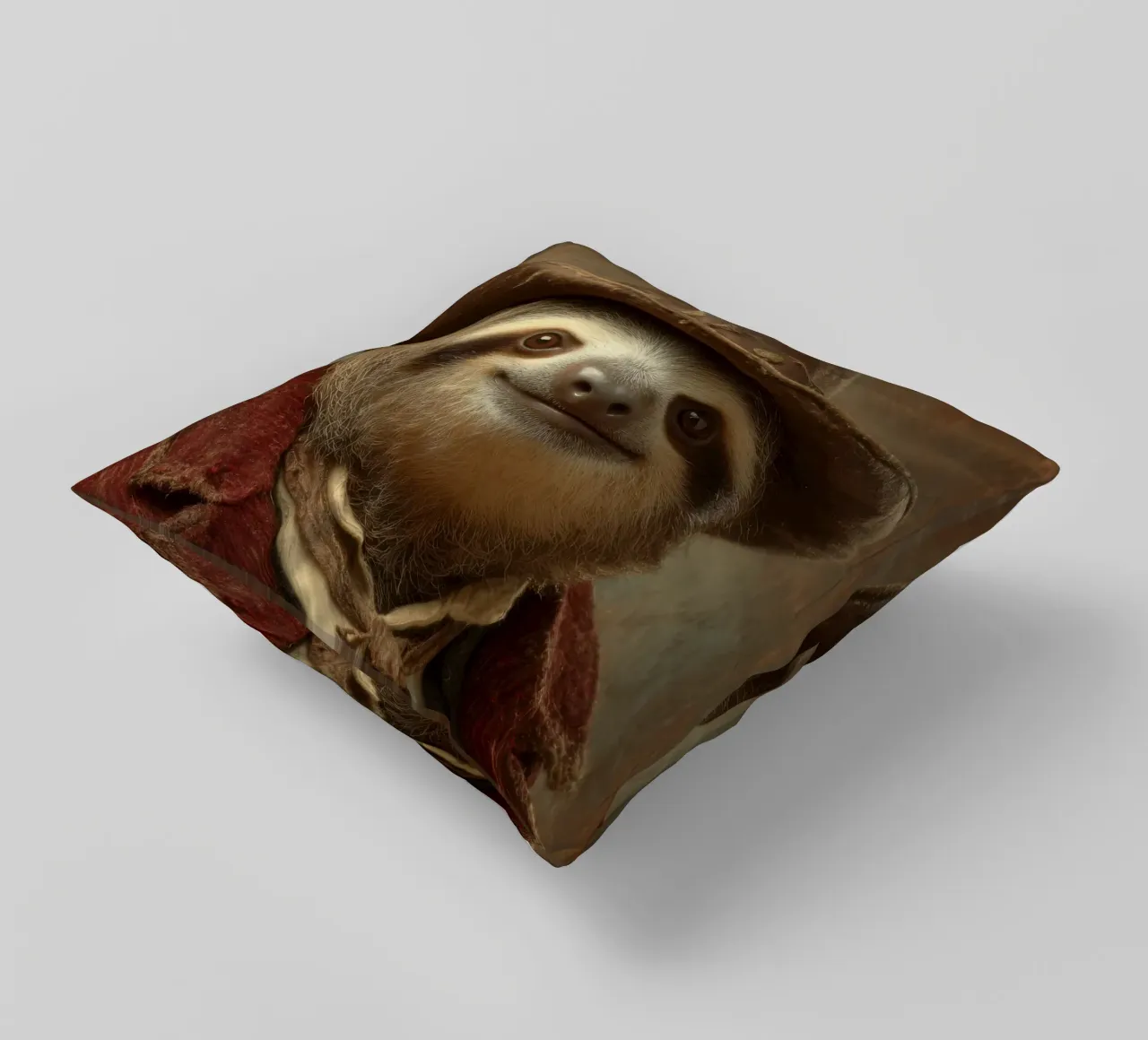 Faultier cowboy, retro Gemälde cuscino da SlothStella