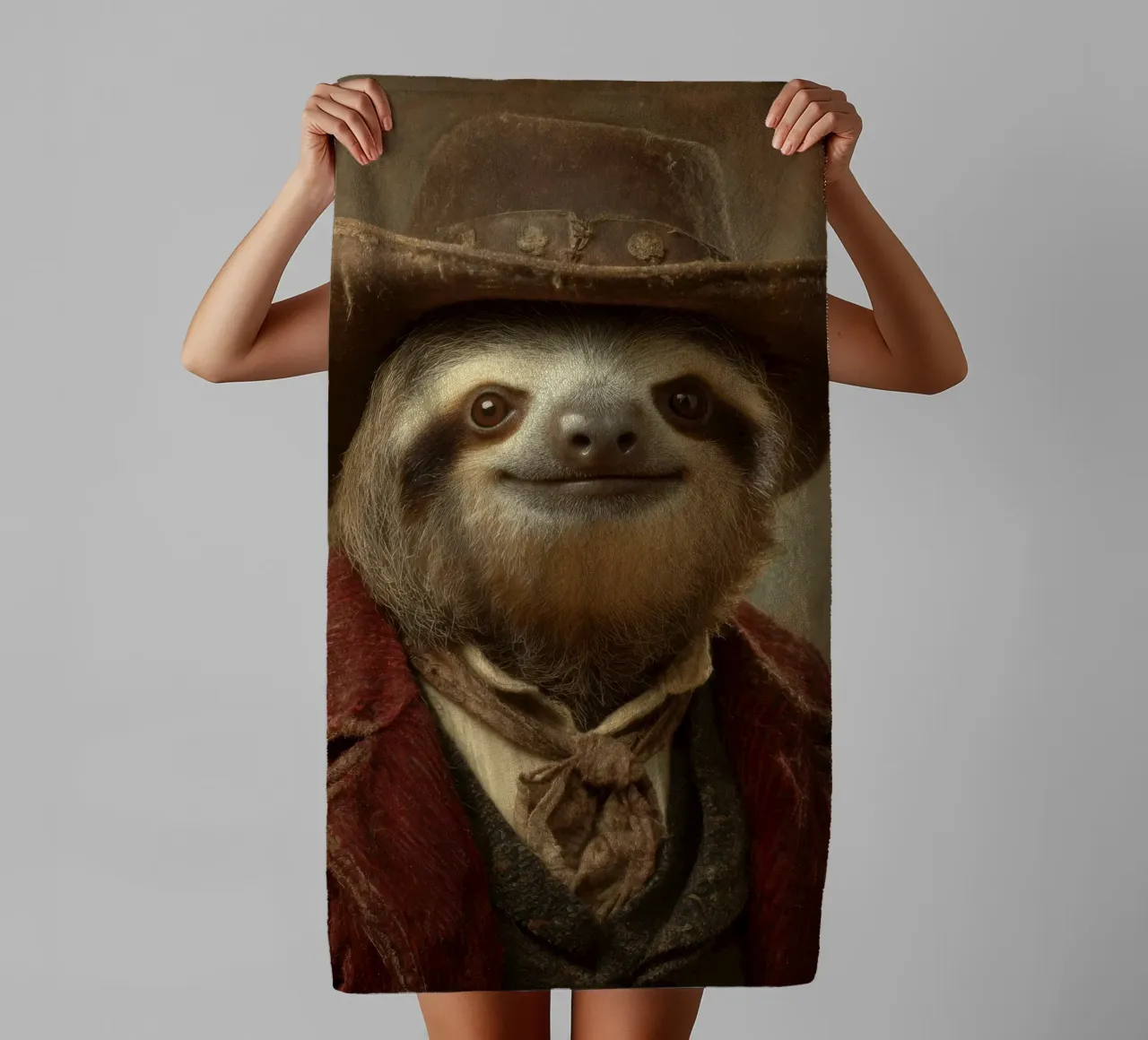 Faultier cowboy, retro Gemälde asciugamano da bagno da SlothStella