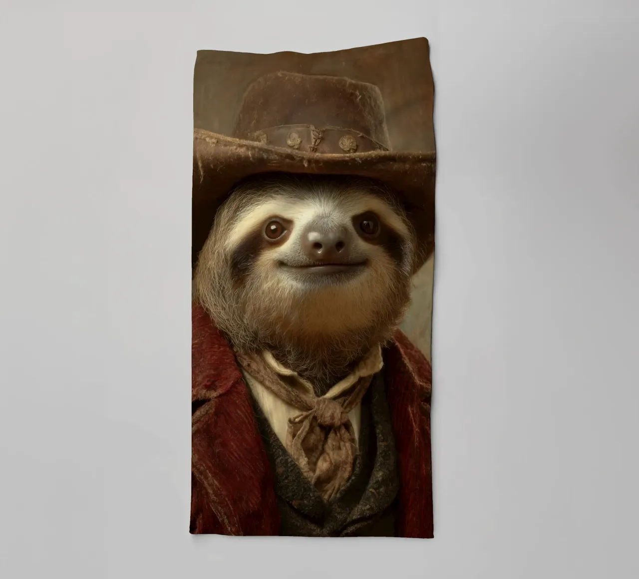 Faultier cowboy, retro Gemälde asciugamano da bagno da SlothStella