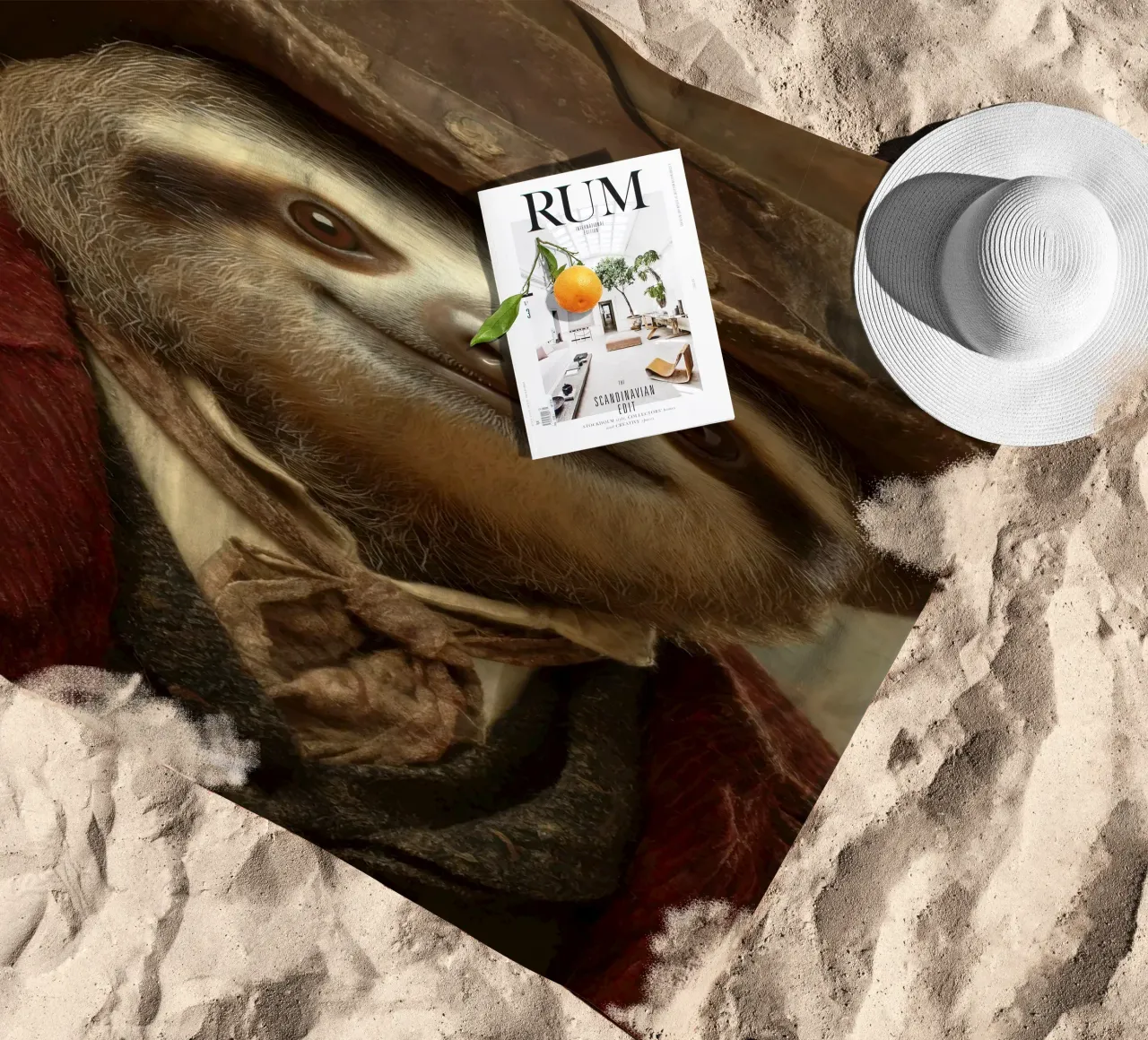 Faultier cowboy, retro Gemälde telo mare da SlothStella