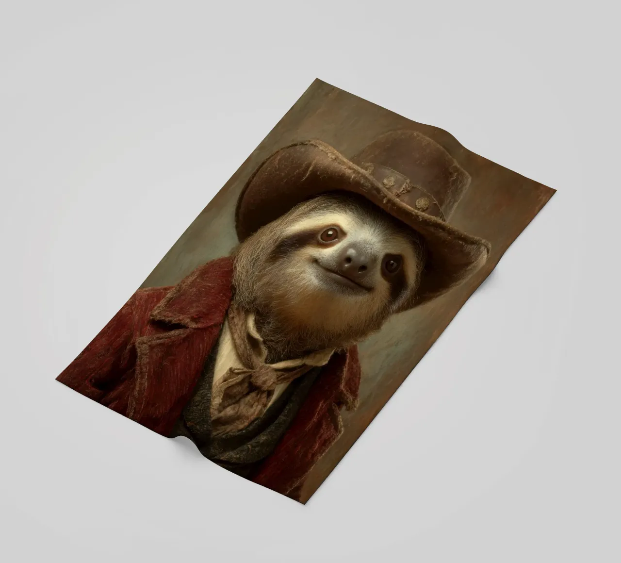 Faultier cowboy, retro Gemälde telo mare da SlothStella