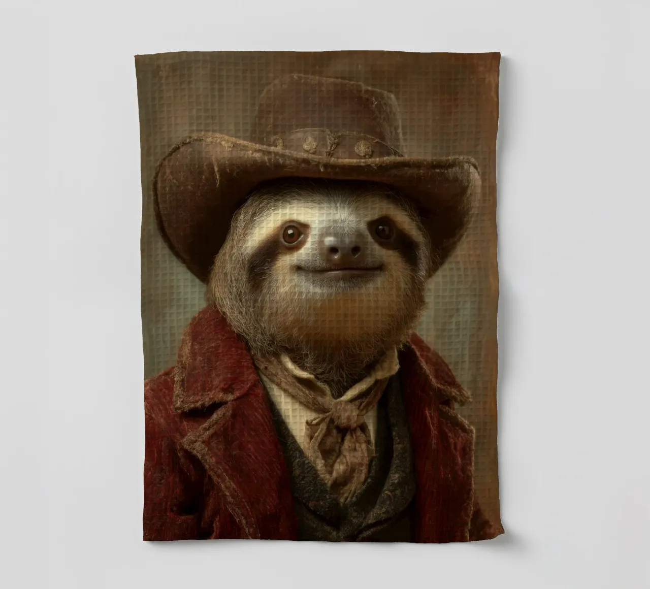 Faultier cowboy, retro Gemälde canovaccio da cucina da SlothStella