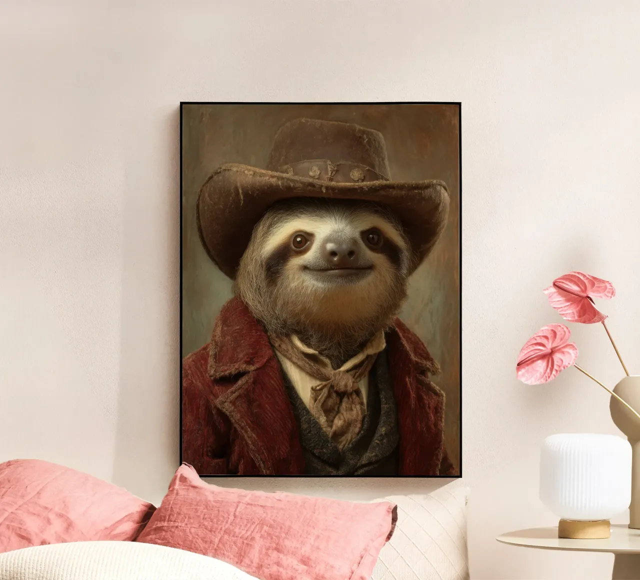 Faultier cowboy, retro Gemälde plexiglass da SlothStella