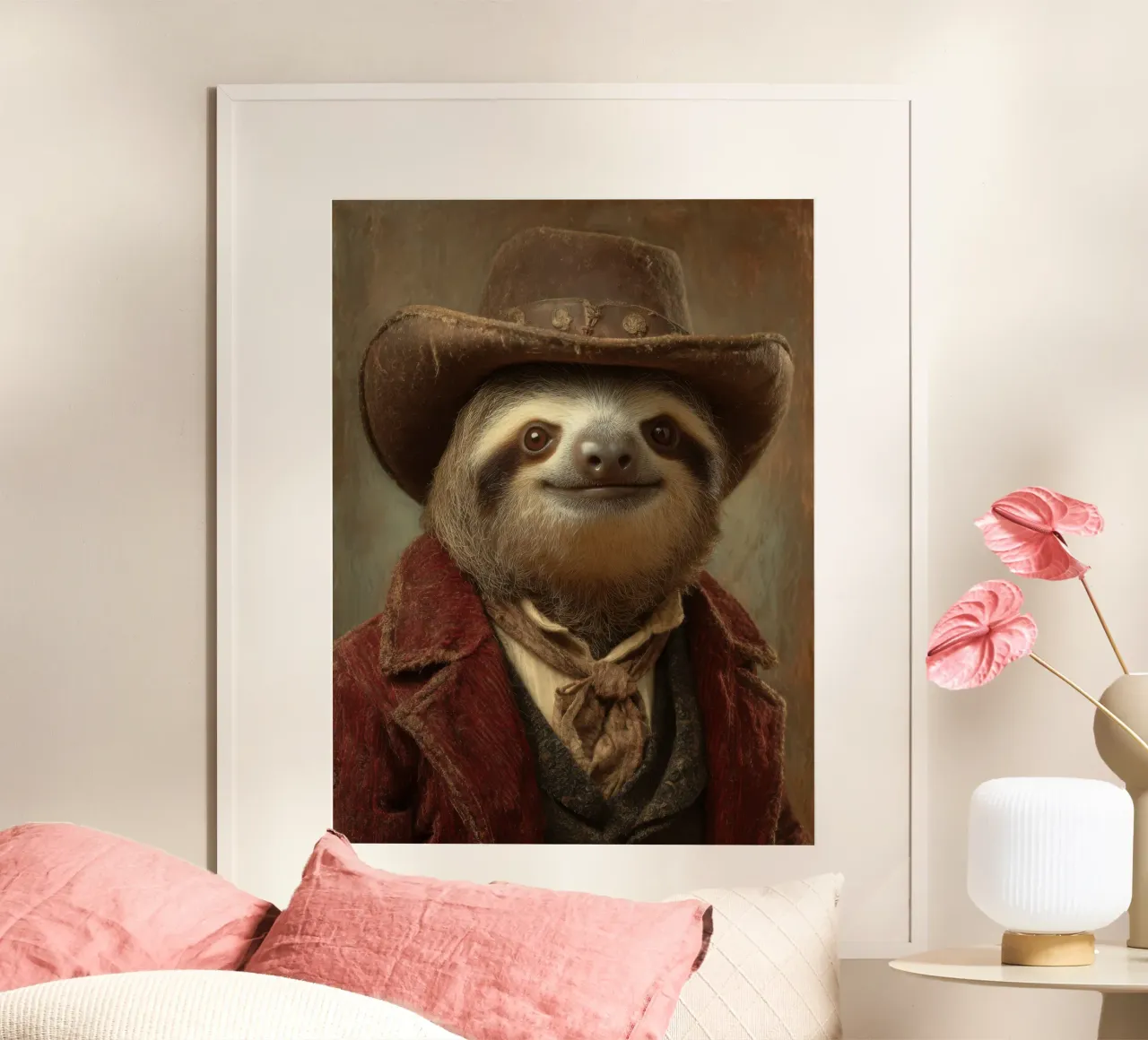 Faultier cowboy, retro Gemälde carta hahnemühle da SlothStella