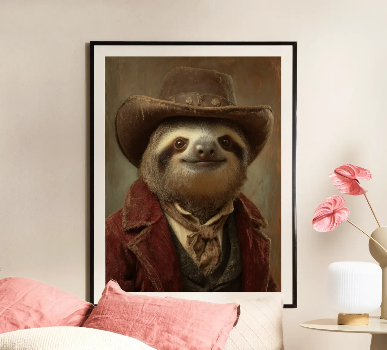 Faultier cowboy, retro Gemälde carta hahnemühle da SlothStella