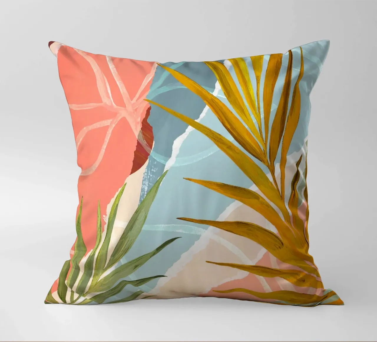 Palm Leaf Abstract Art Print cuscino da Violets Print House