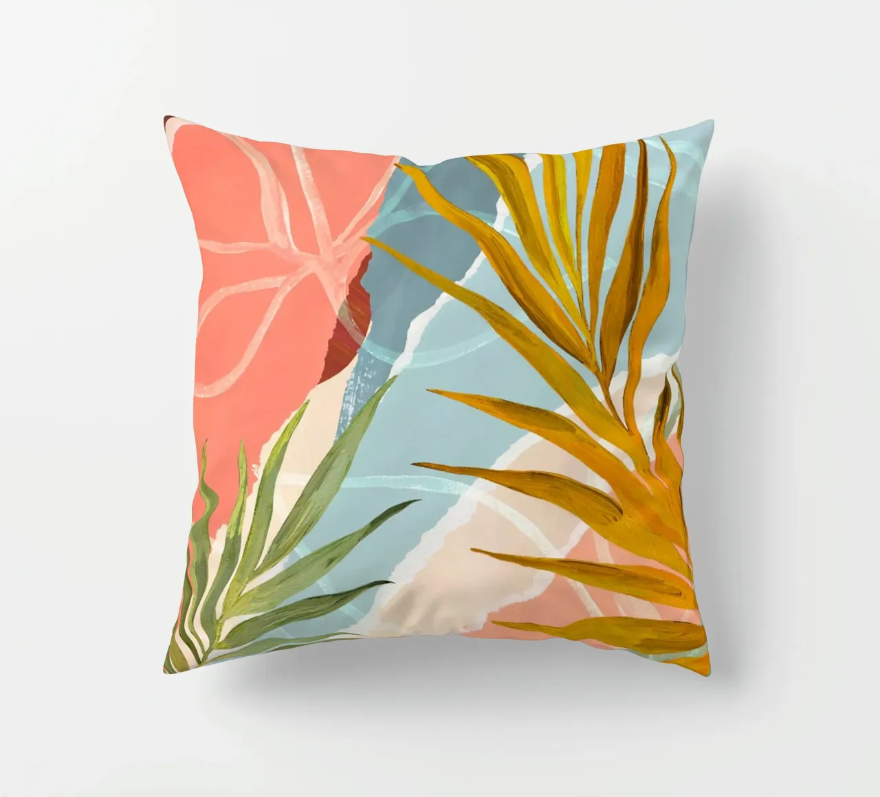 Palm Leaf Abstract Art Print cuscino da Violets Print House