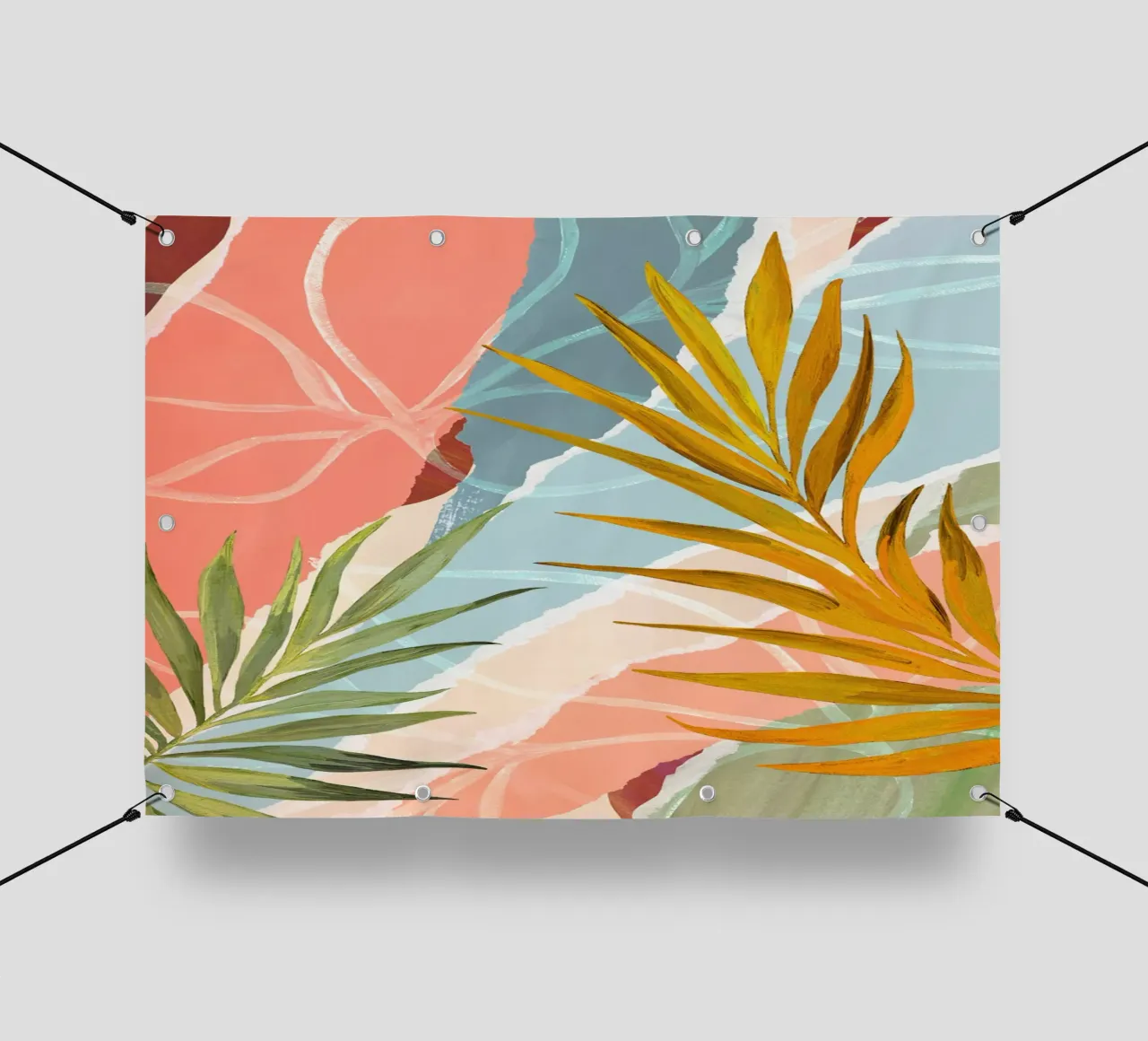 Palm Leaf Abstract Art Print telo in pvc da Violets Print House