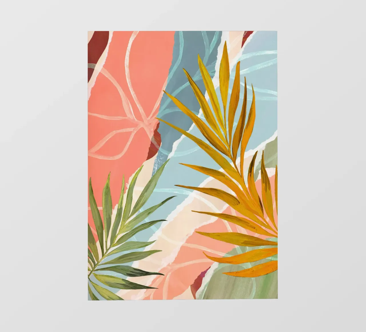 Palm Leaf Abstract Art Print telo in pvc da Violets Print House