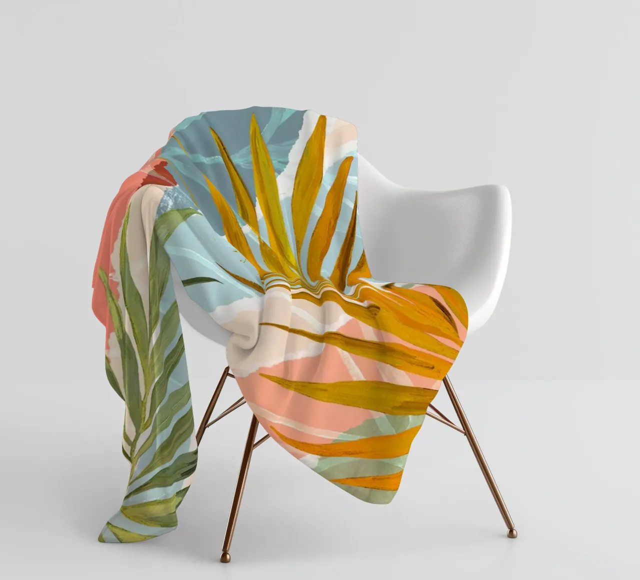 Palm Leaf Abstract Art Print coperta in pile da Violets Print House