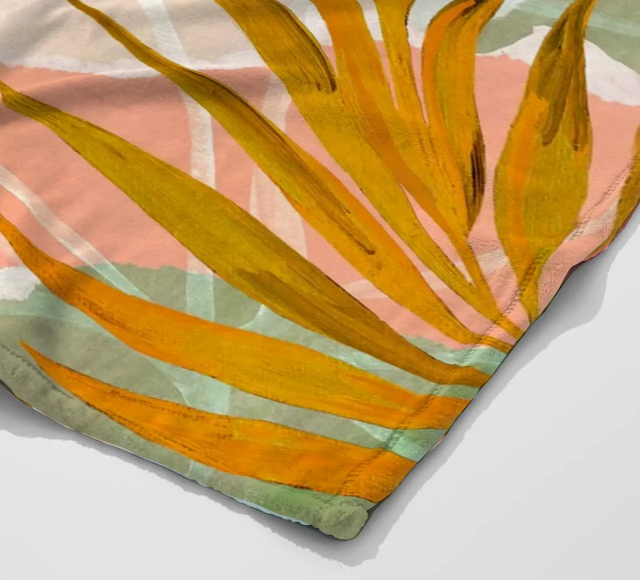 Palm Leaf Abstract Art Print coperta in pile da Violets Print House