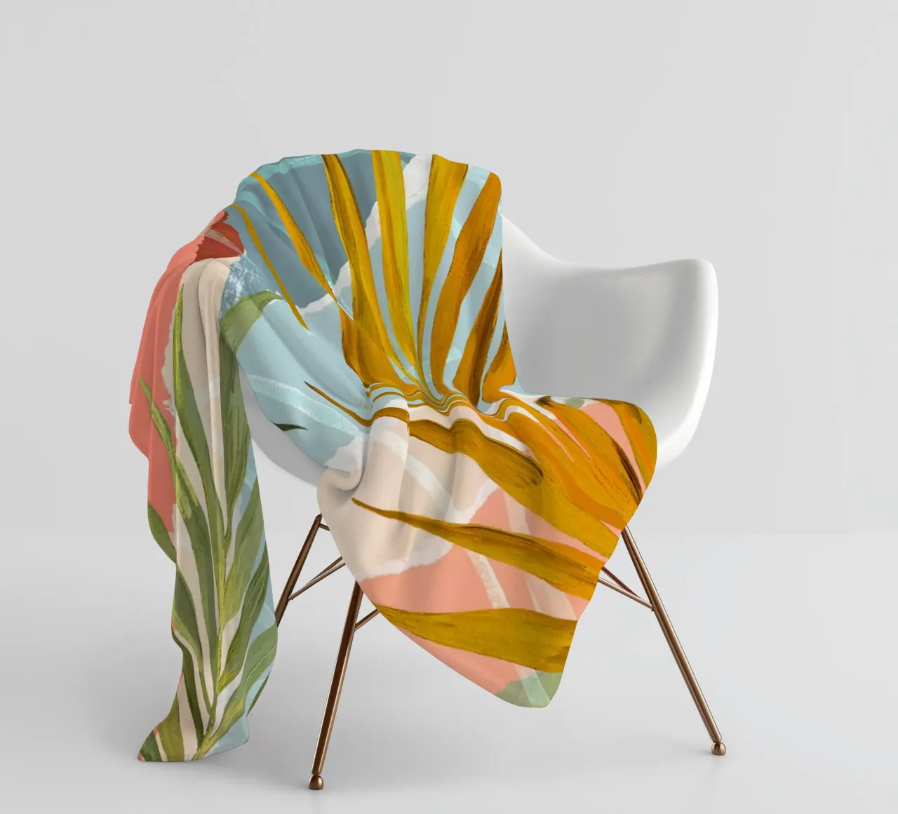 Palm Leaf Abstract Art Print coperta in pile da Violets Print House