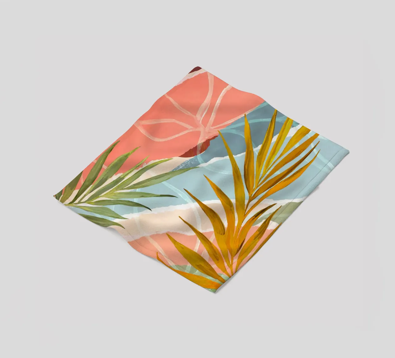 Palm Leaf Abstract Art Print coperta in pile da Violets Print House