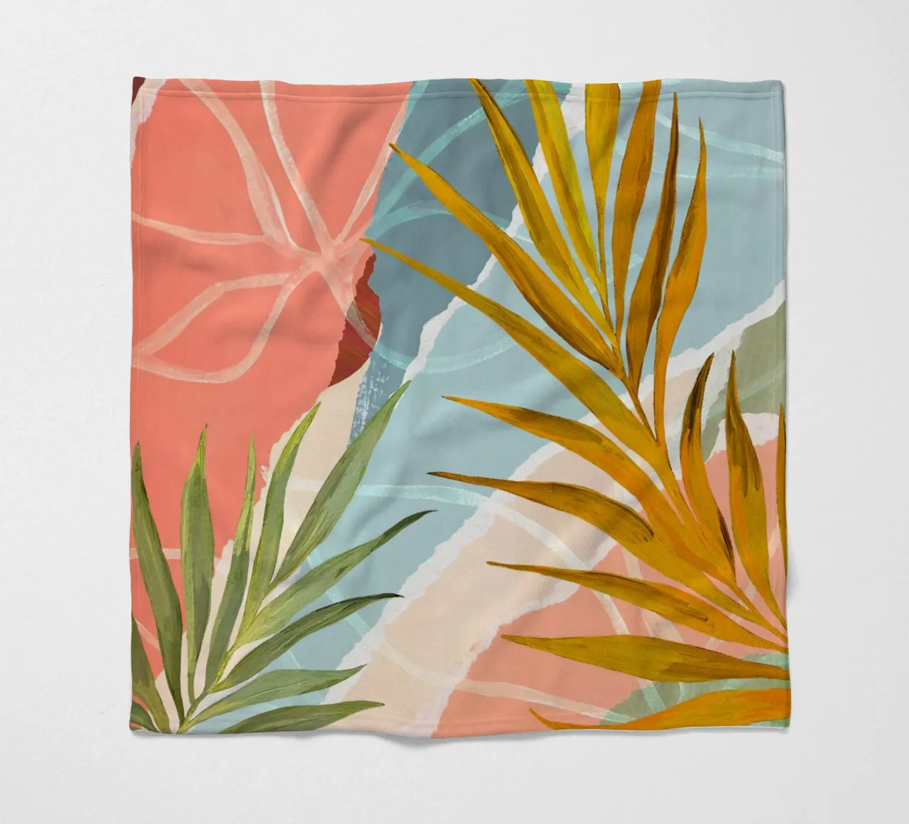 Palm Leaf Abstract Art Print coperta in pile da Violets Print House