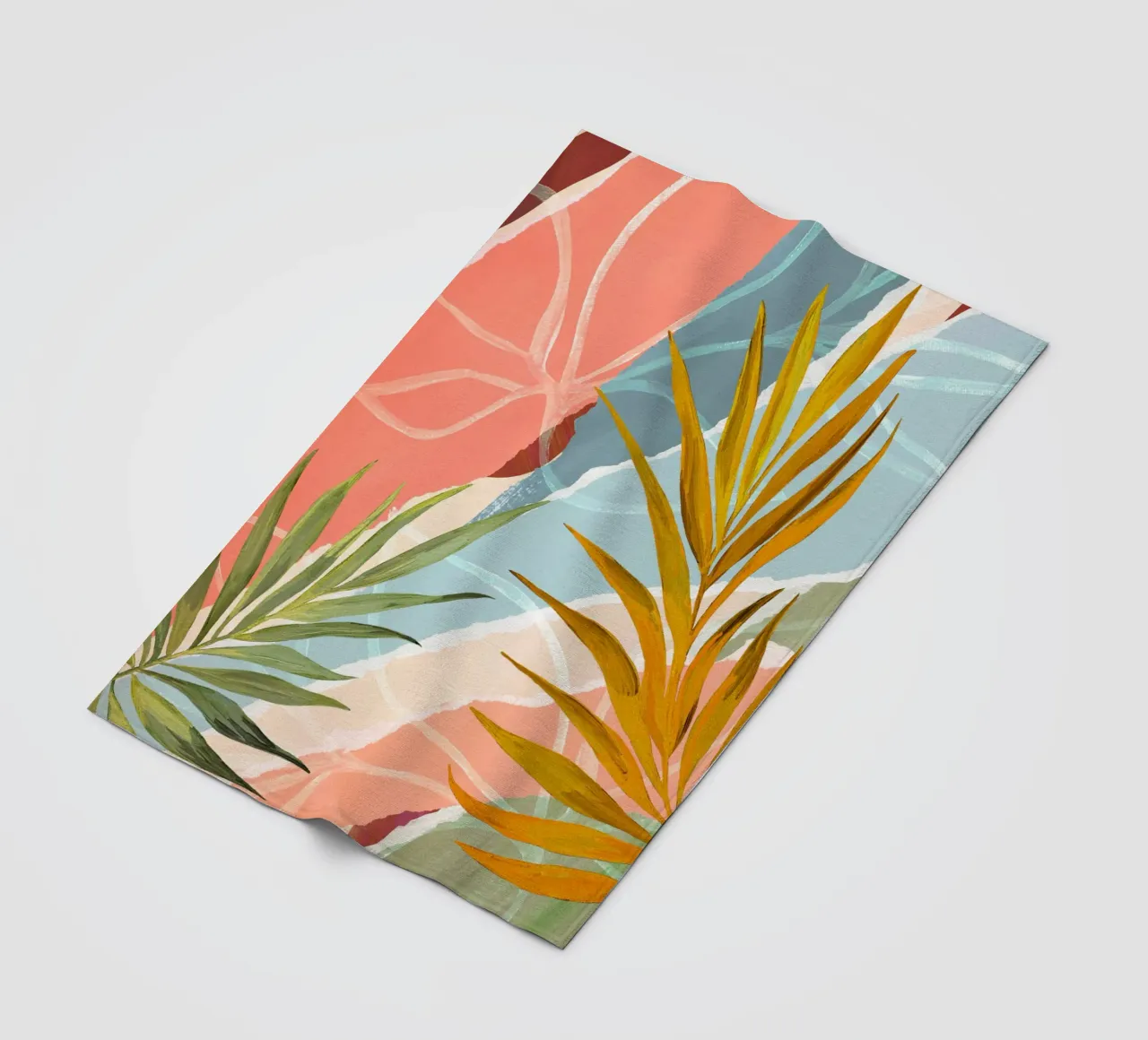 Palm Leaf Abstract Art Print coperta in pile da Violets Print House