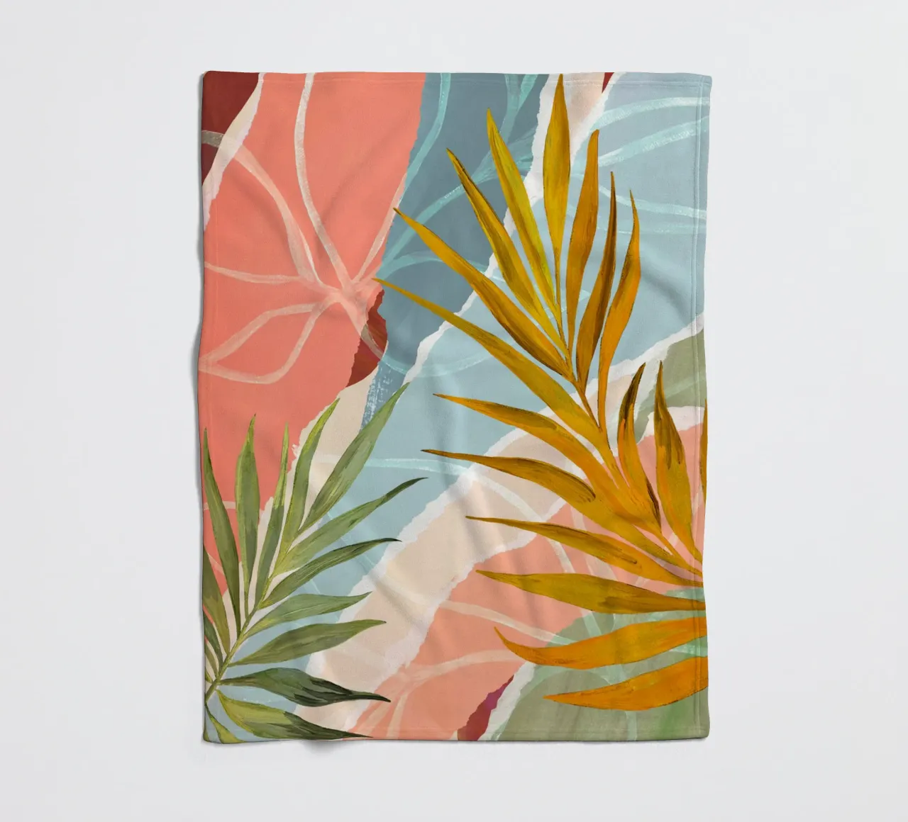 Palm Leaf Abstract Art Print coperta in pile da Violets Print House