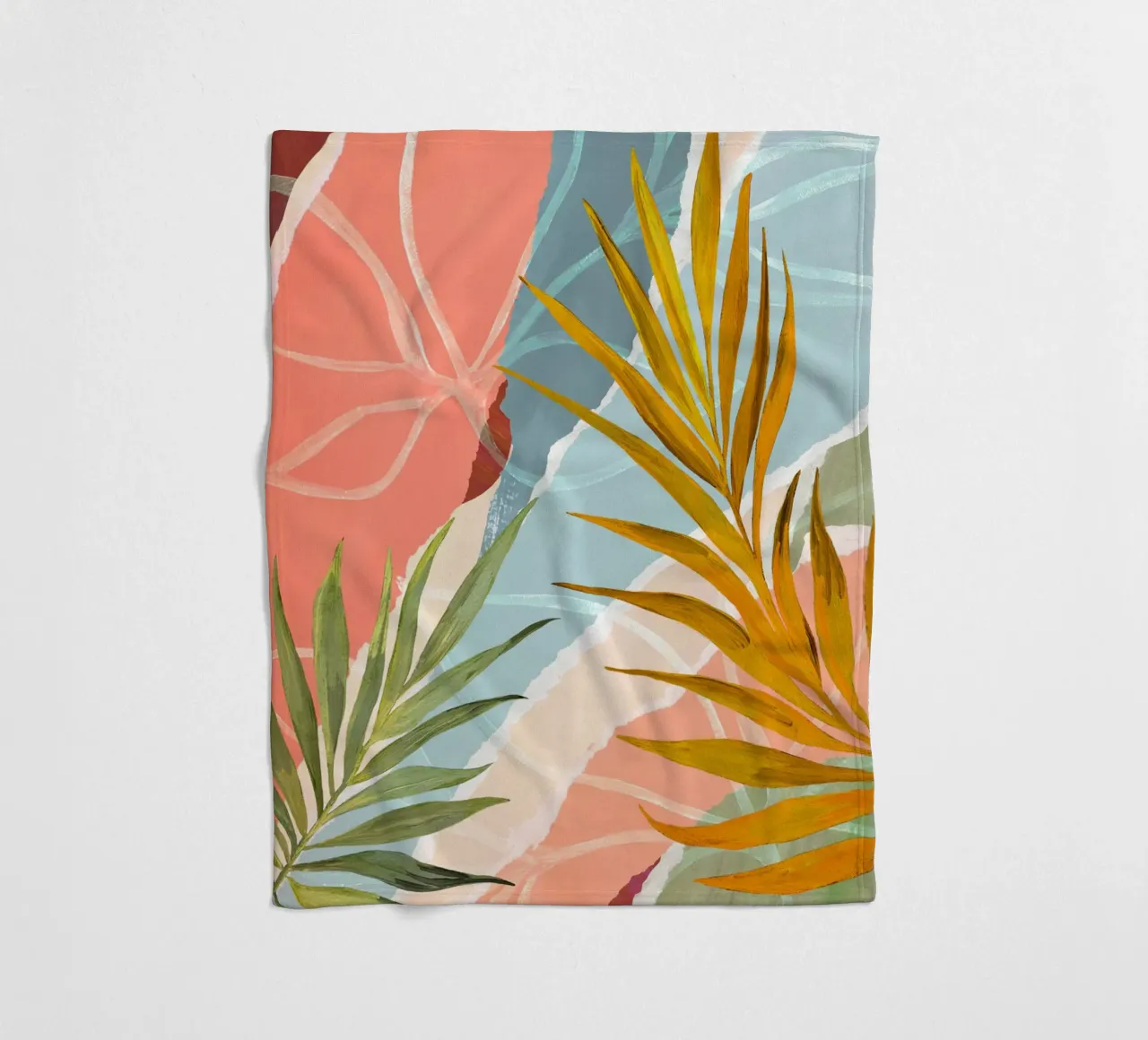 Palm Leaf Abstract Art Print coperta in pile da Violets Print House