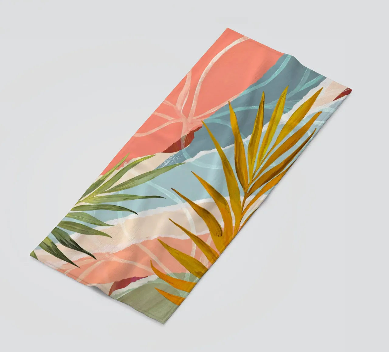 Palm Leaf Abstract Art Print telo mare da Violets Print House