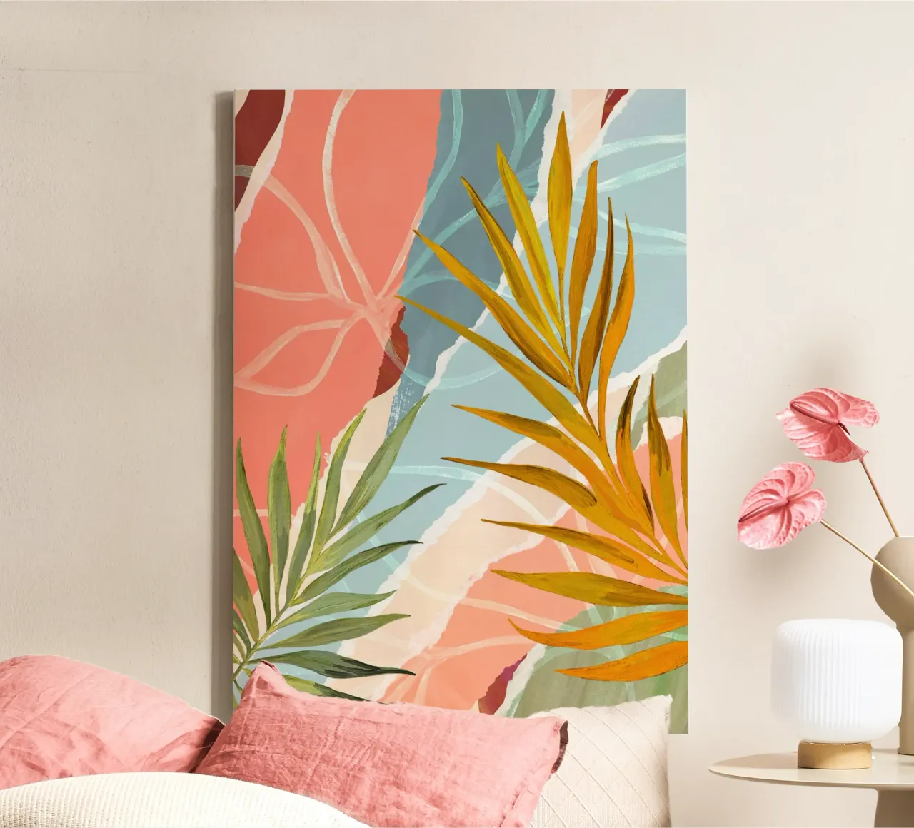 Palm Leaf Abstract Art Print tela da Violets Print House