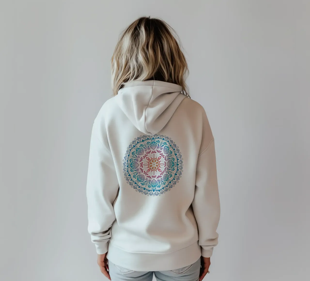 Mandala con i colori dell'arcobaleno felpa con cappuccio da CalliLetters
