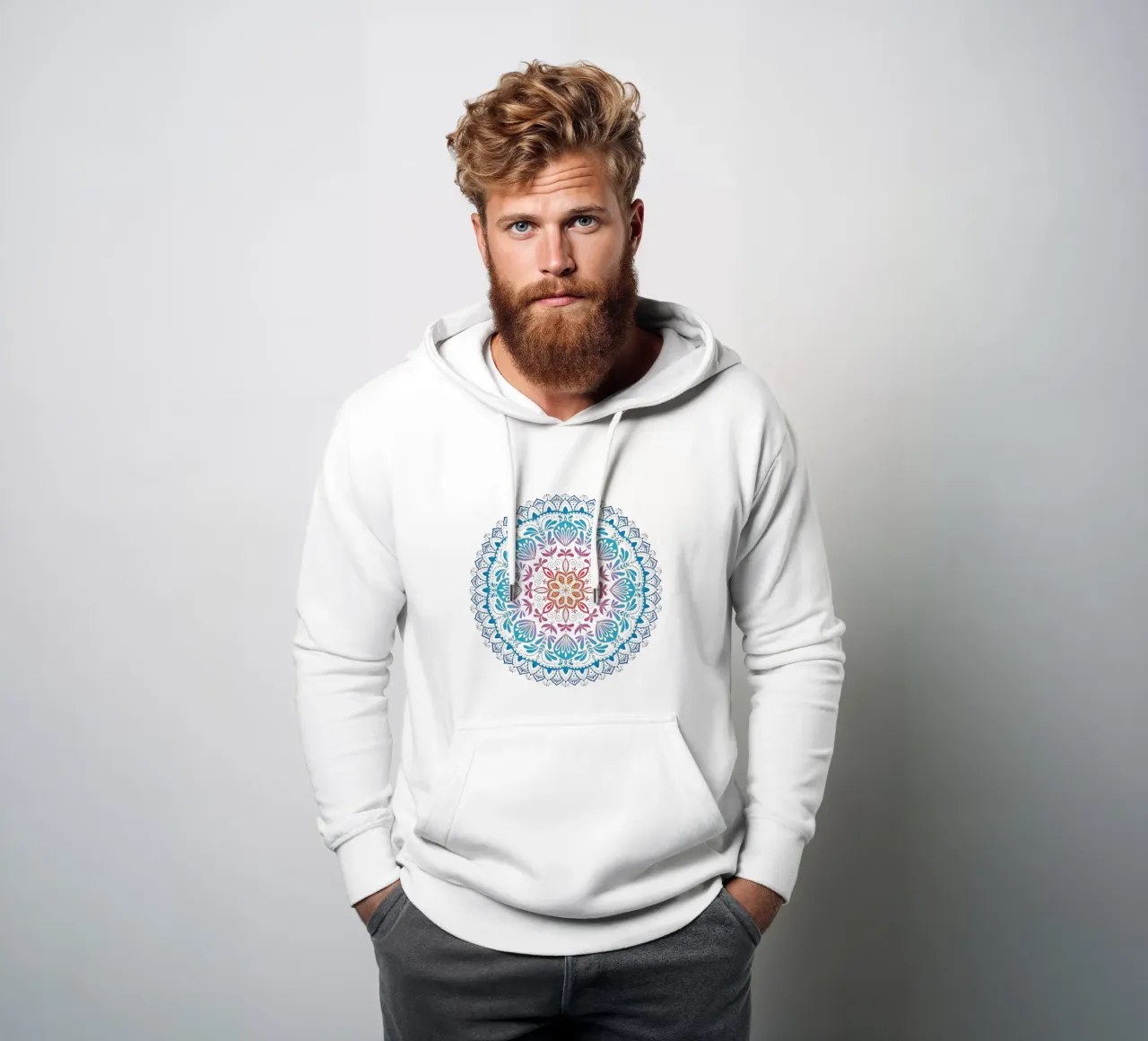 Mandala con i colori dell'arcobaleno felpa con cappuccio da CalliLetters