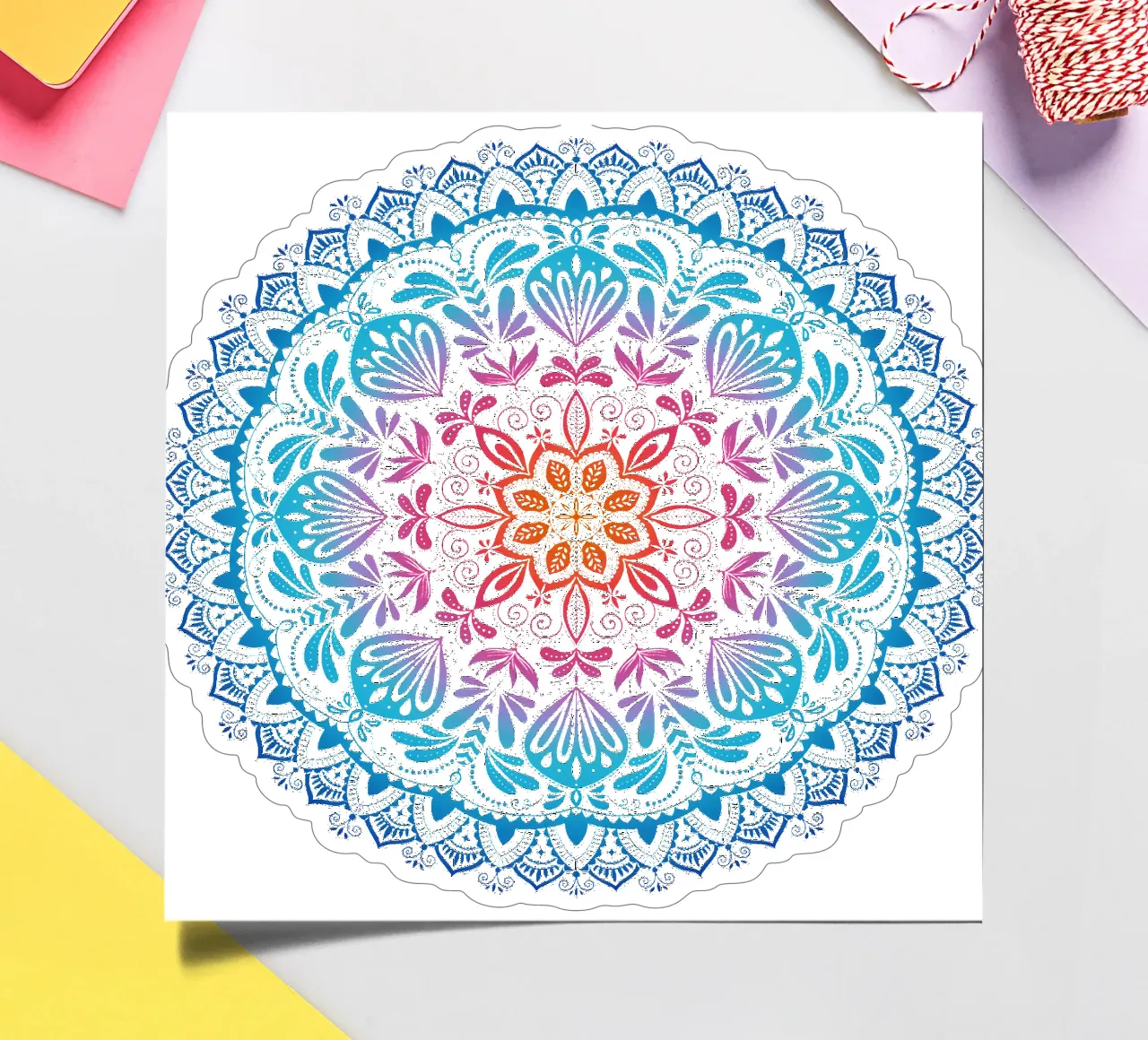 Mandala aux couleurs de l'arc-en-ciel planche autocollant de CalliLetters