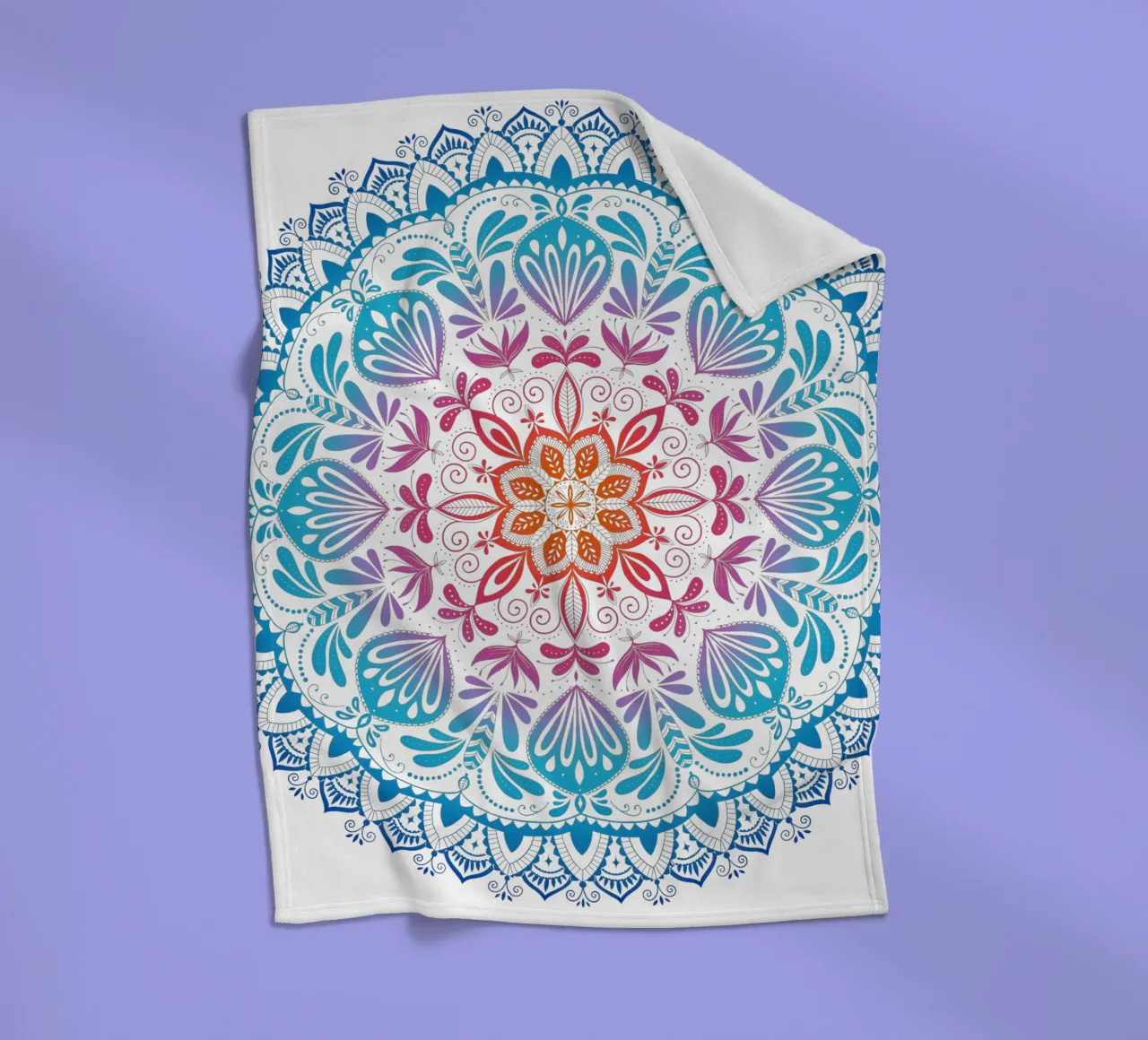 Mandala con i colori dell'arcobaleno coperta in pile da CalliLetters