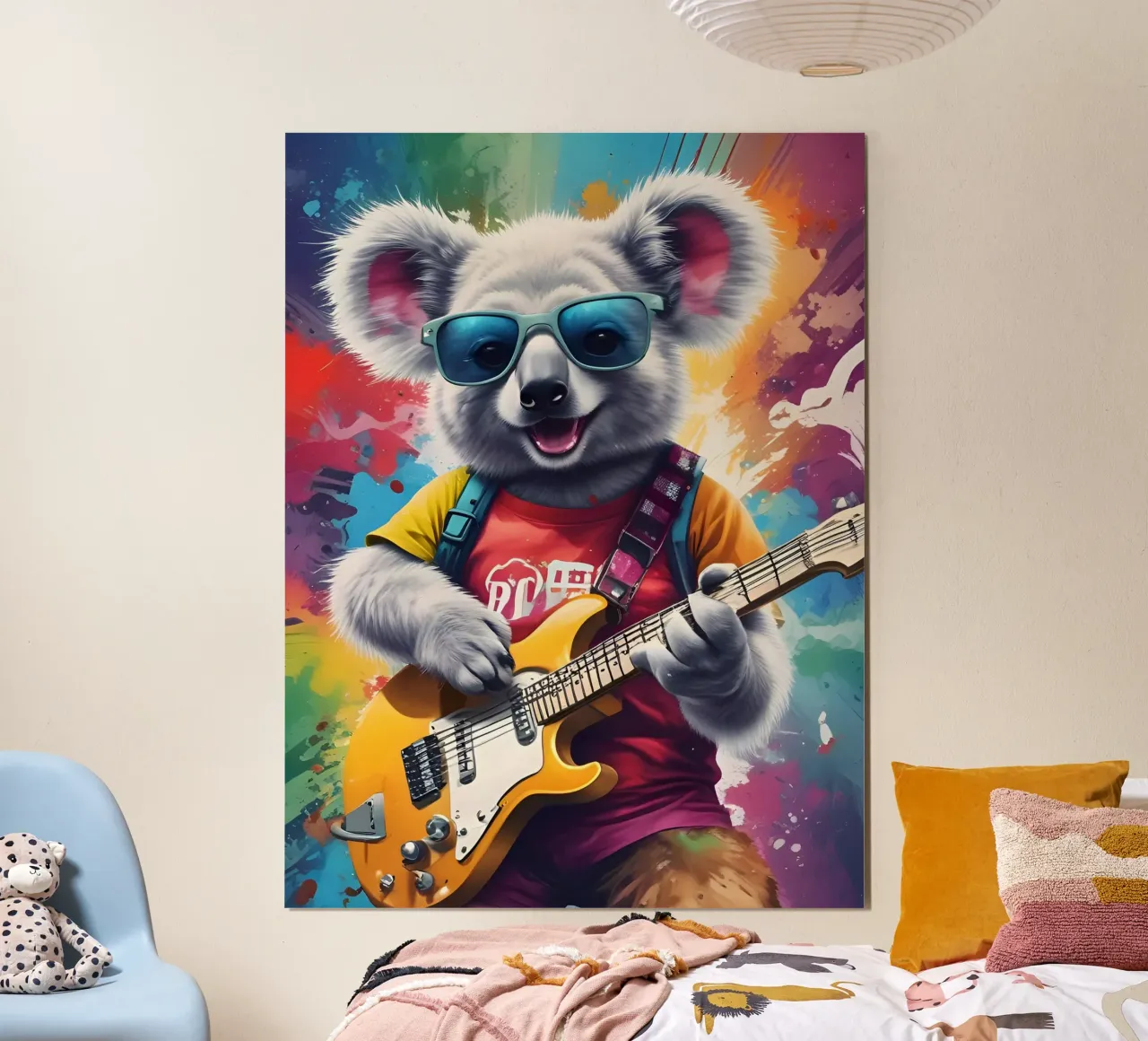 Koala che suona la chitarra, graffiti rock poster da MakArena