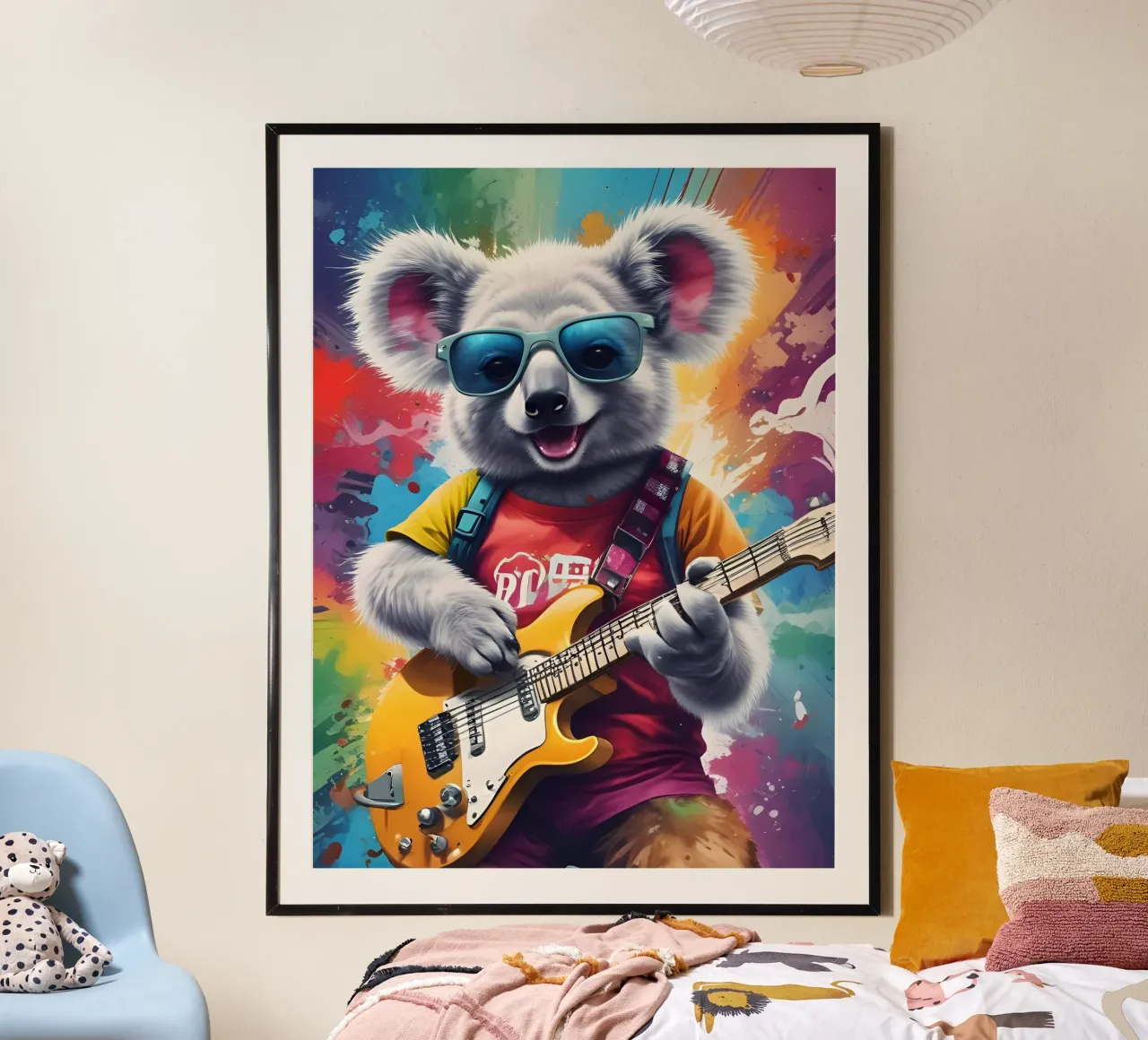Koala che suona la chitarra, graffiti rock poster da MakArena