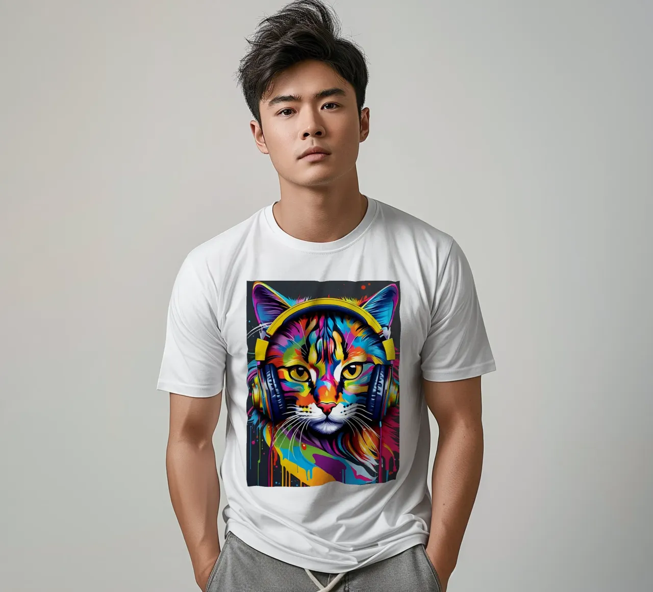 Gatto in cuffia t-shirt da MakArena