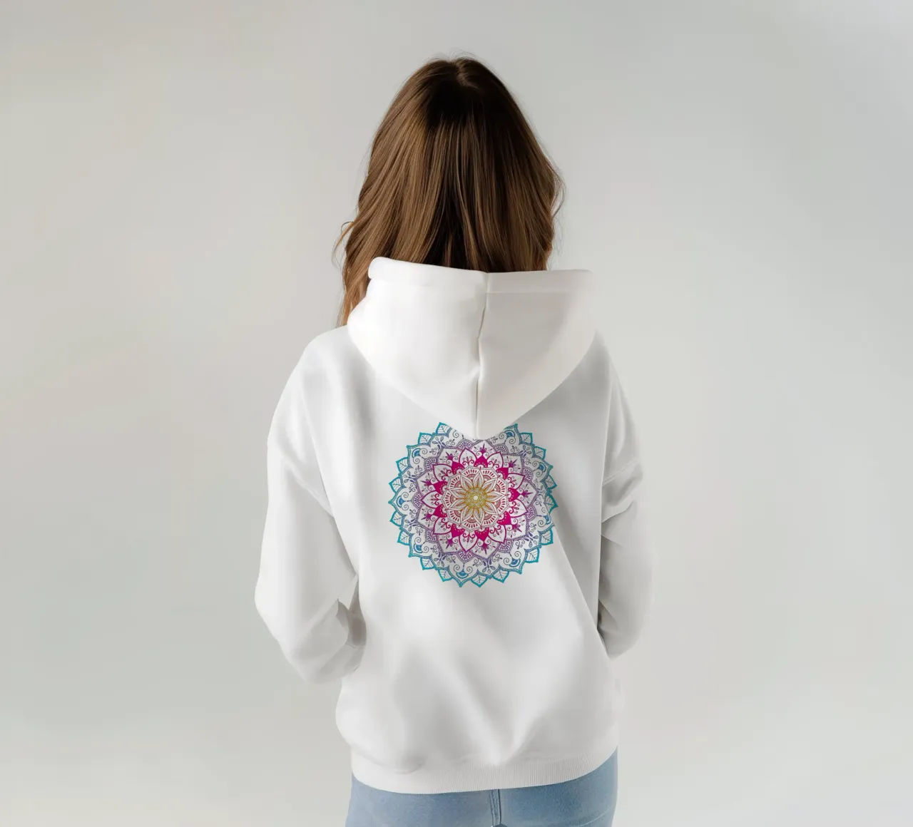 Mandala con i colori dell'arcobaleno felpa con cappuccio da CalliLetters